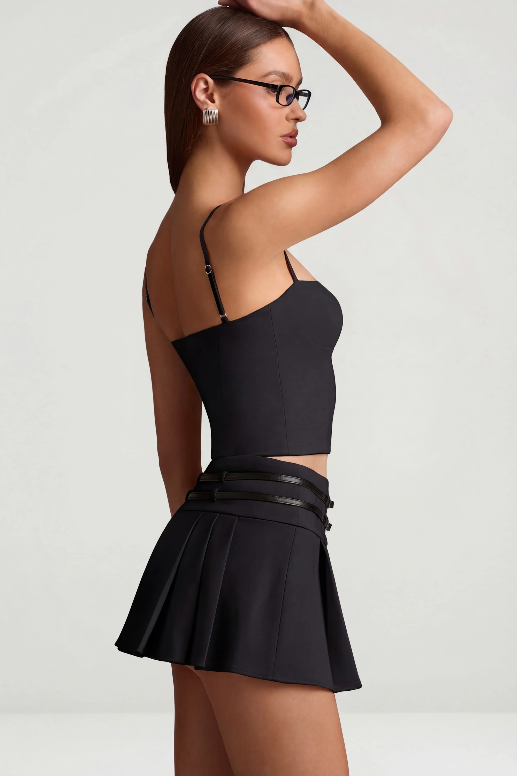 Cut-Top Camisole Top in Black
