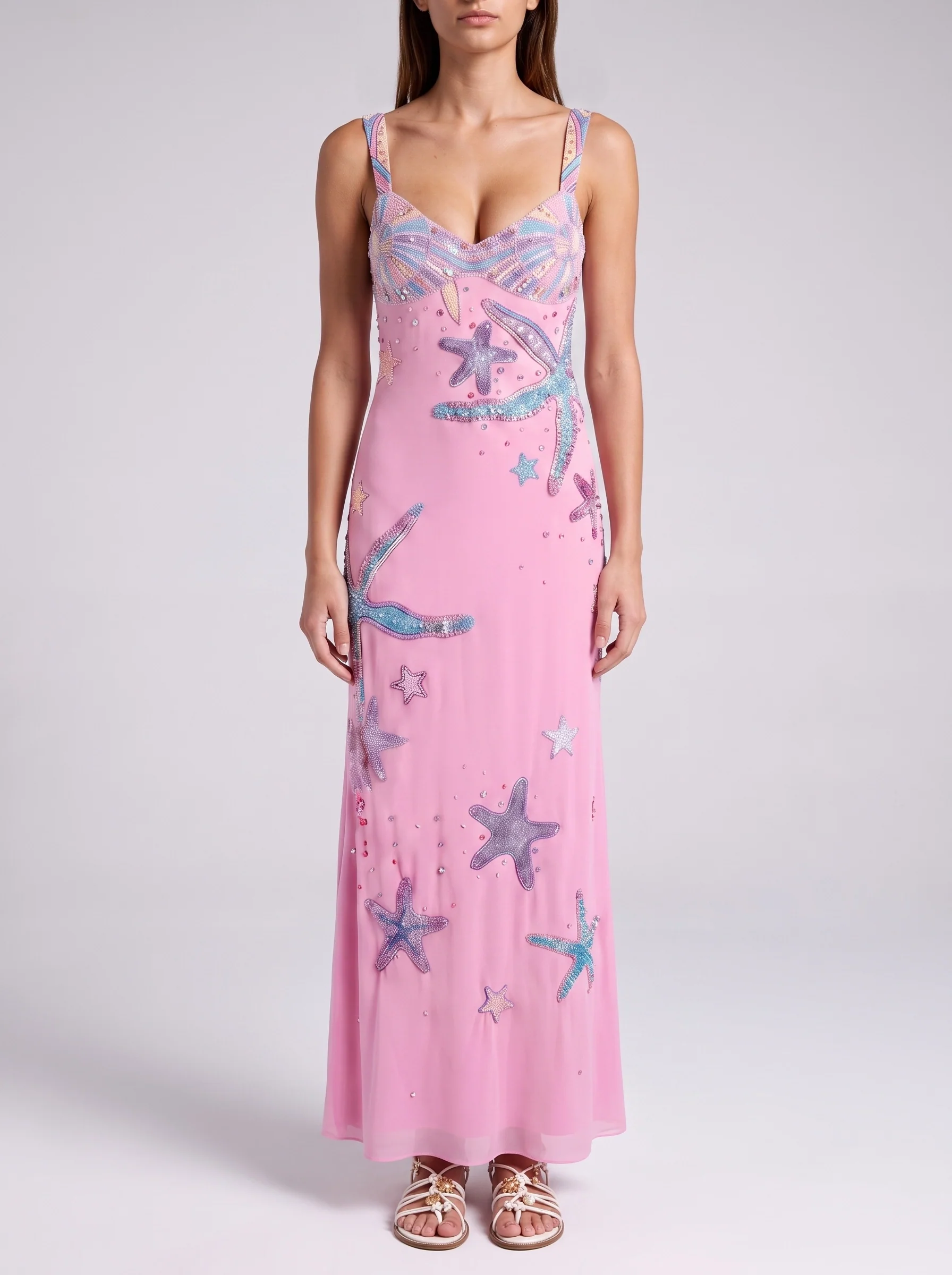 Crescent Shell Pink Long Dress