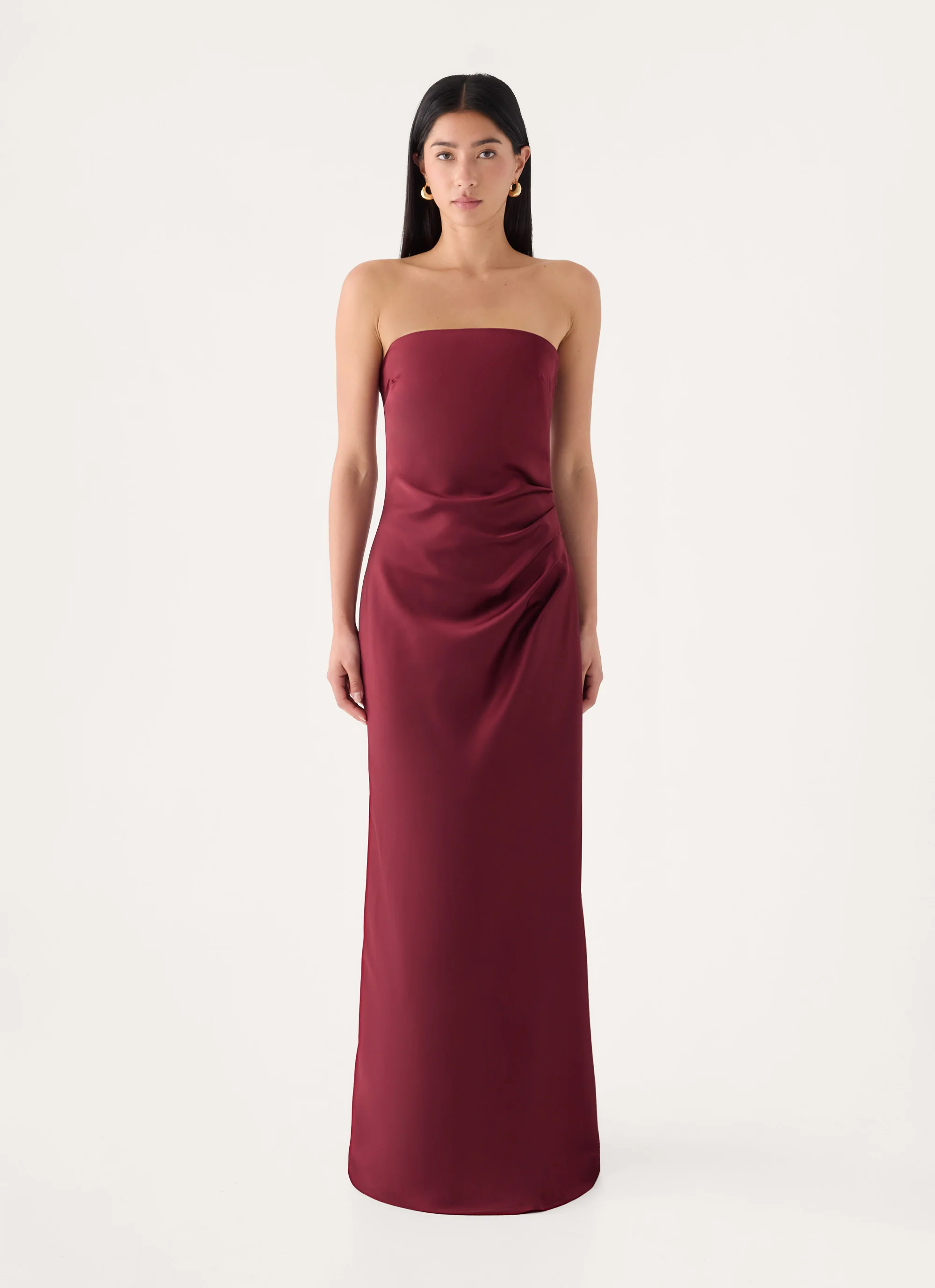 Rinari Strapless Maxi Dress - Maroon - FASHION NOB