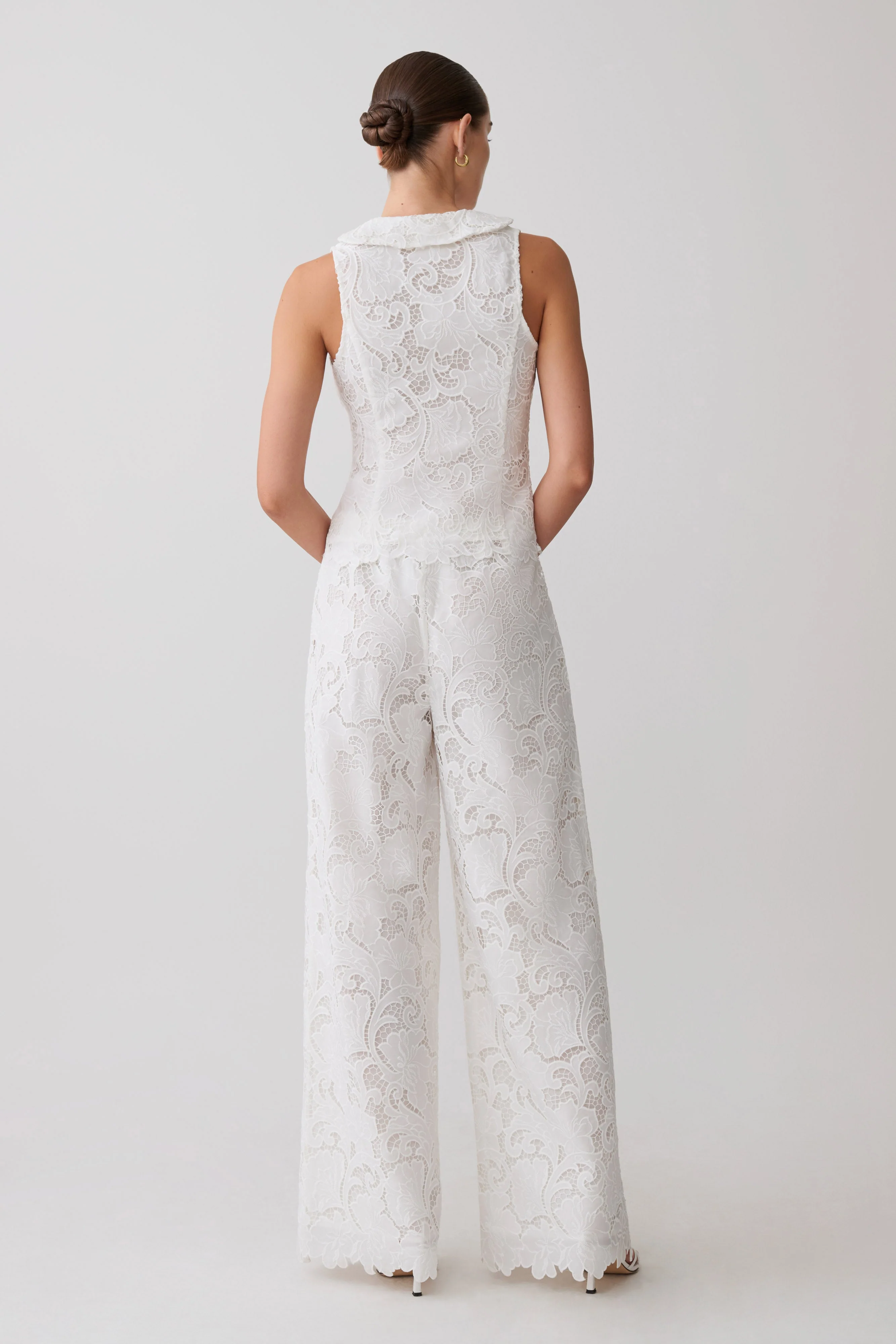 Tessa Broderie Straight Leg Pants - White