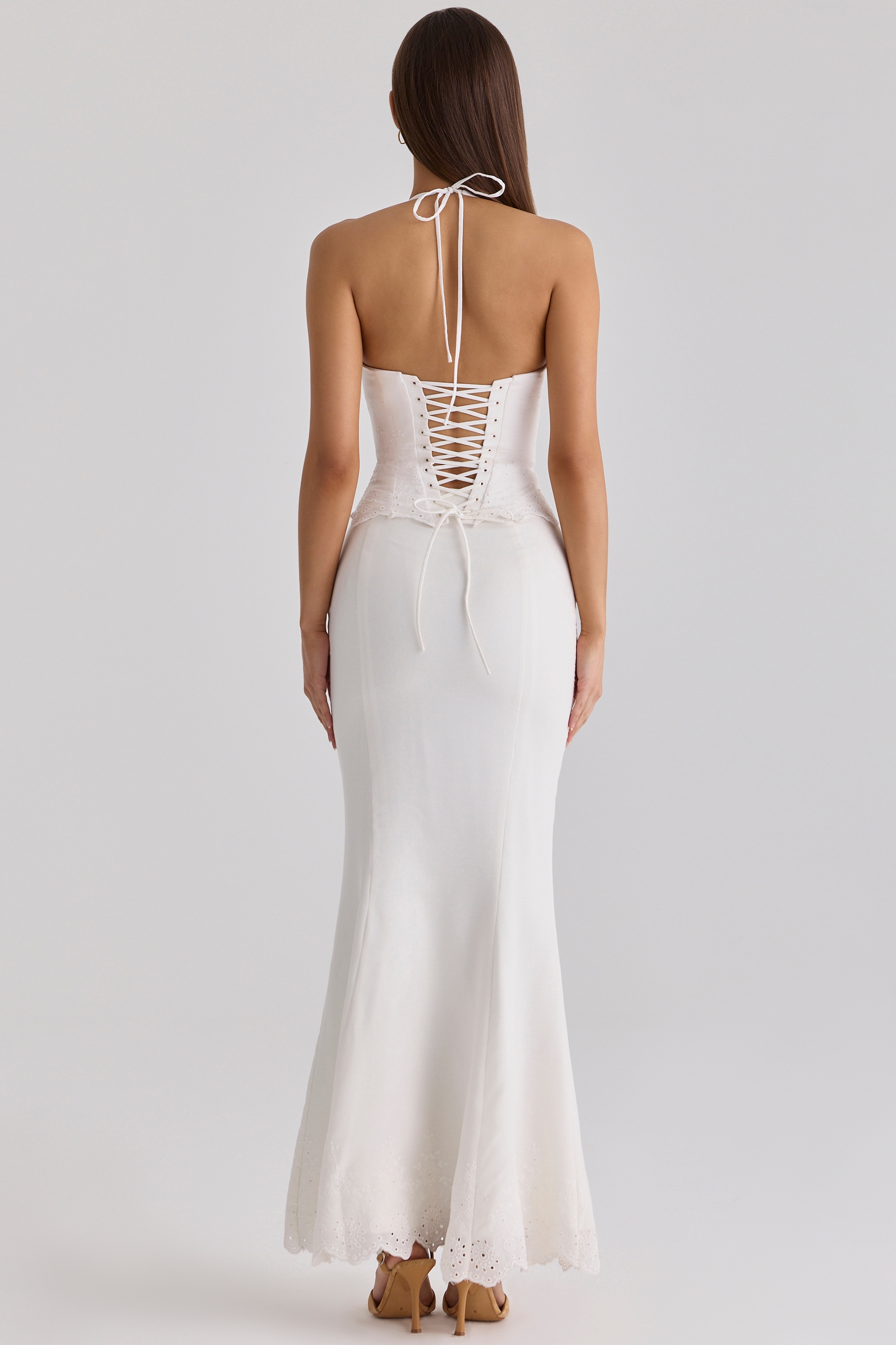White Broderie Anglaise Cotton Maxi Skirt