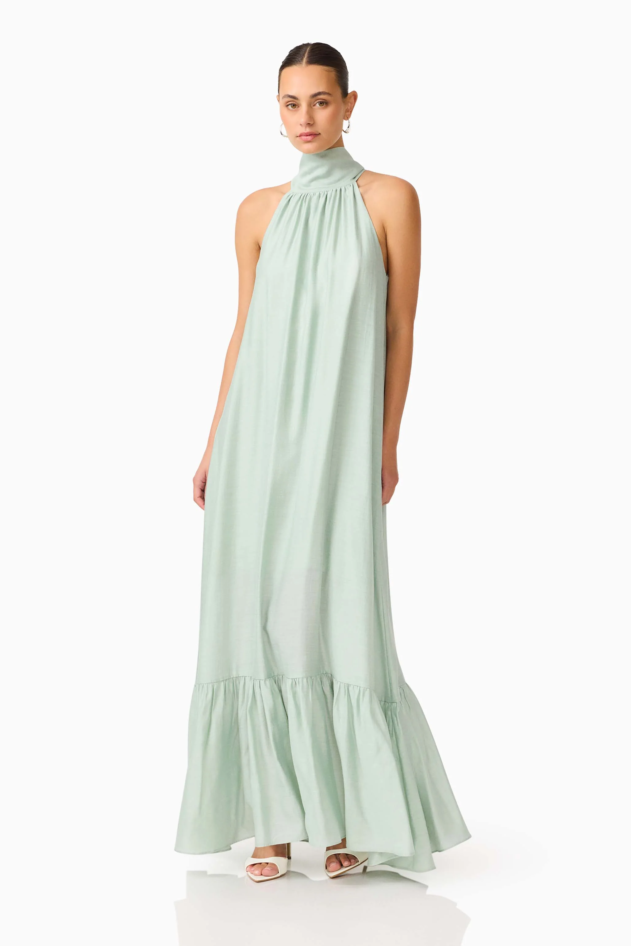 CURAAE Isaline Halter Maxi Dress in Sage Green
