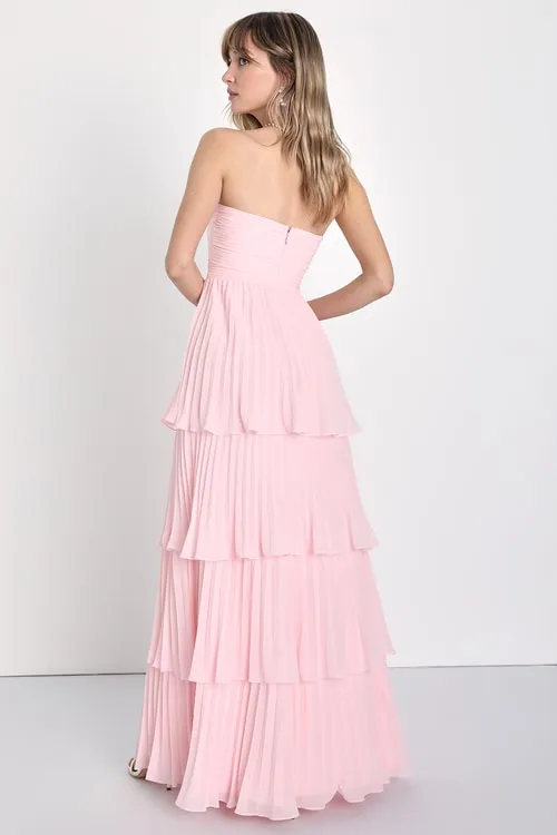 Seriously Sensational Black Strapless Tiered Maxi Dress