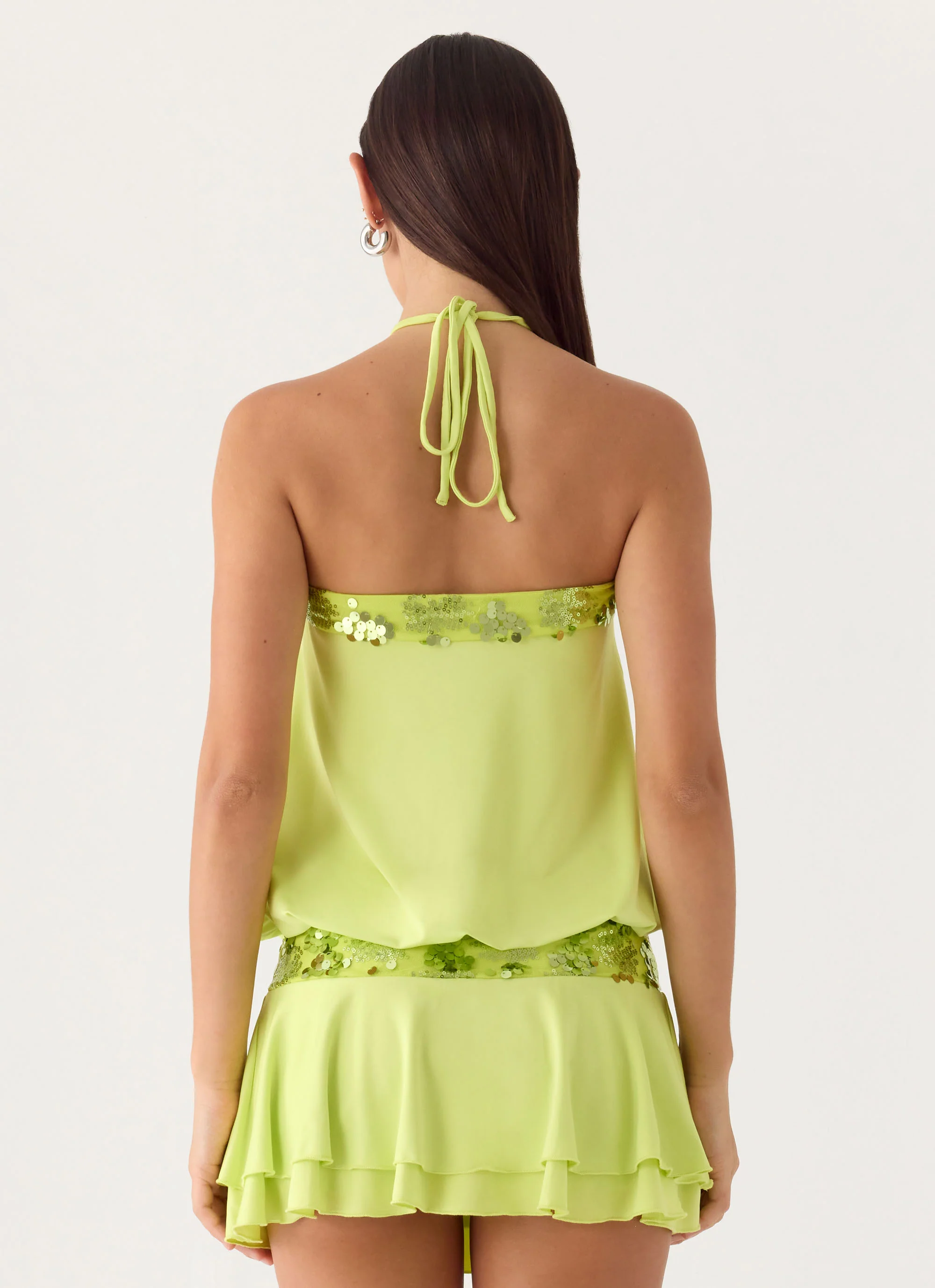 Gala Sequin Mini Dress - Lime