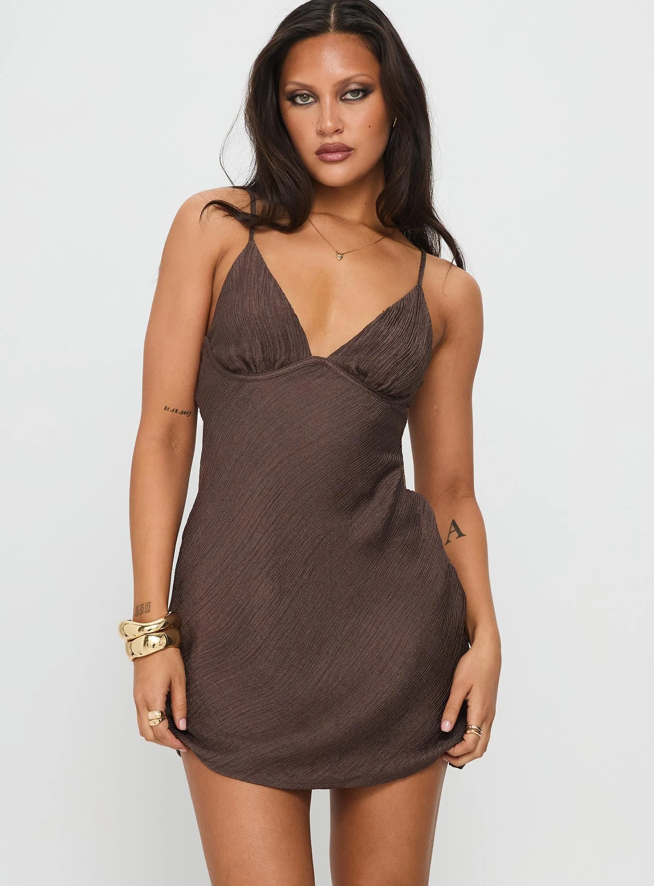 Makaia Balconette Mini Dress Brown