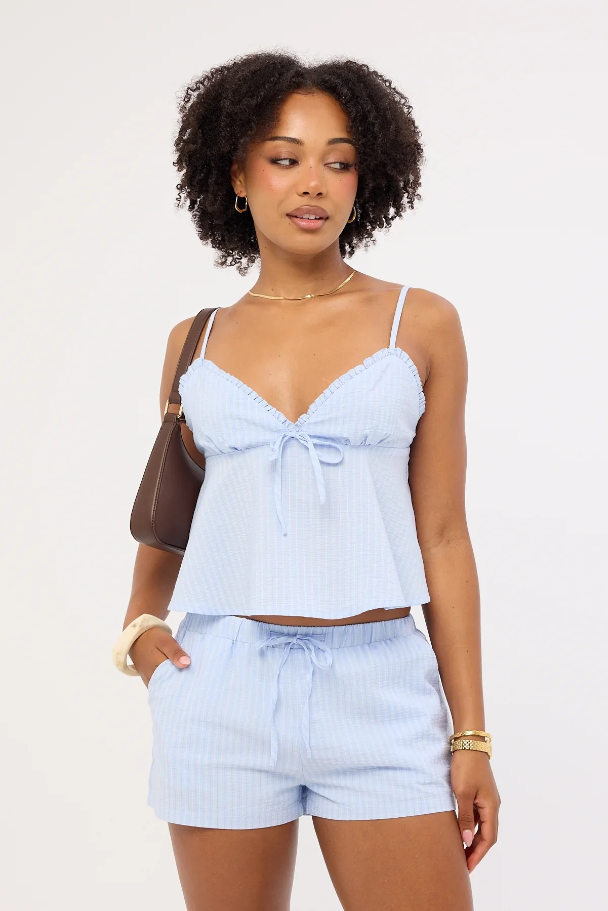 Luck & Trouble Ari Stripe Cami Top Blue Stripe