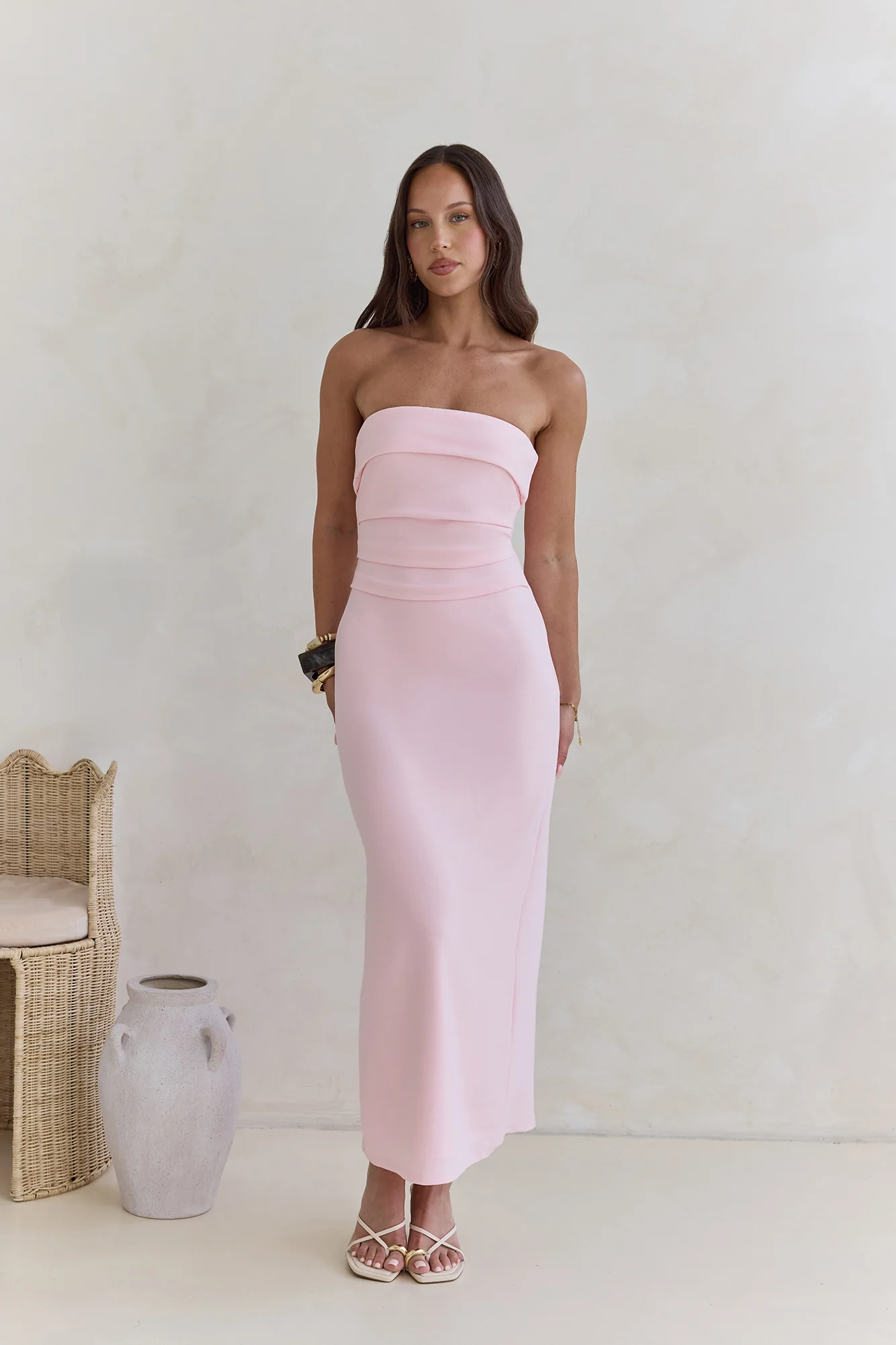 Sunny Daze Strapless Maxi Dress Pink