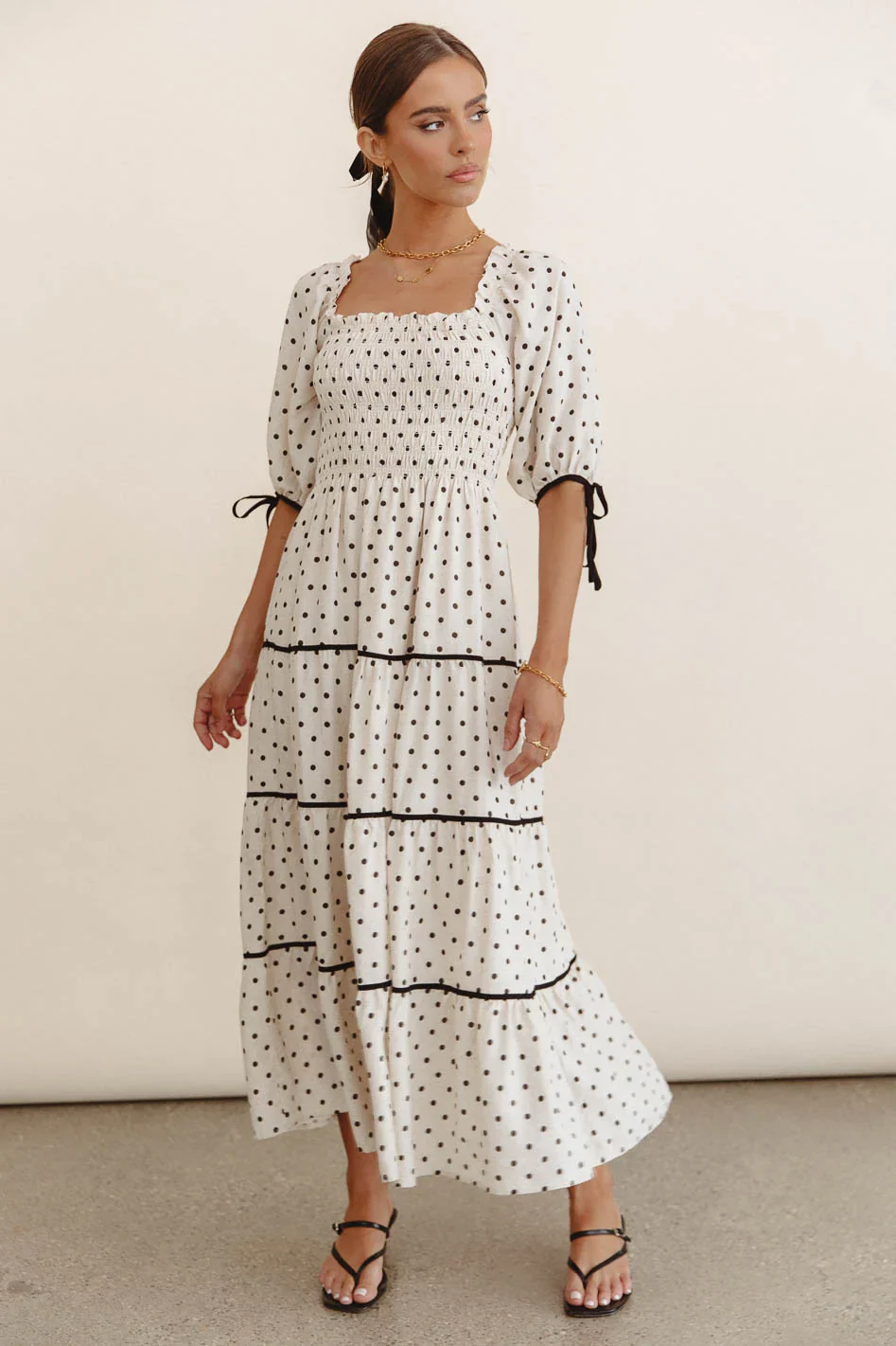Hunter Smocked Polka Dot Dress