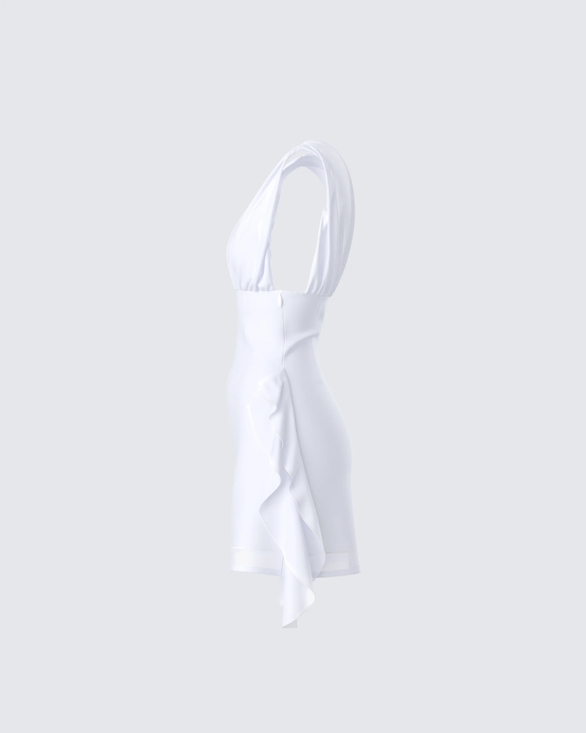 Enzo White Chiffon Mini Dress
