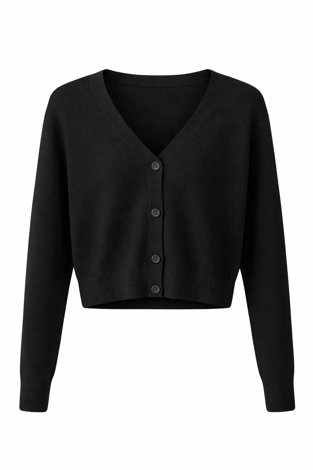 Cropped Knit Button-Front Cardigan