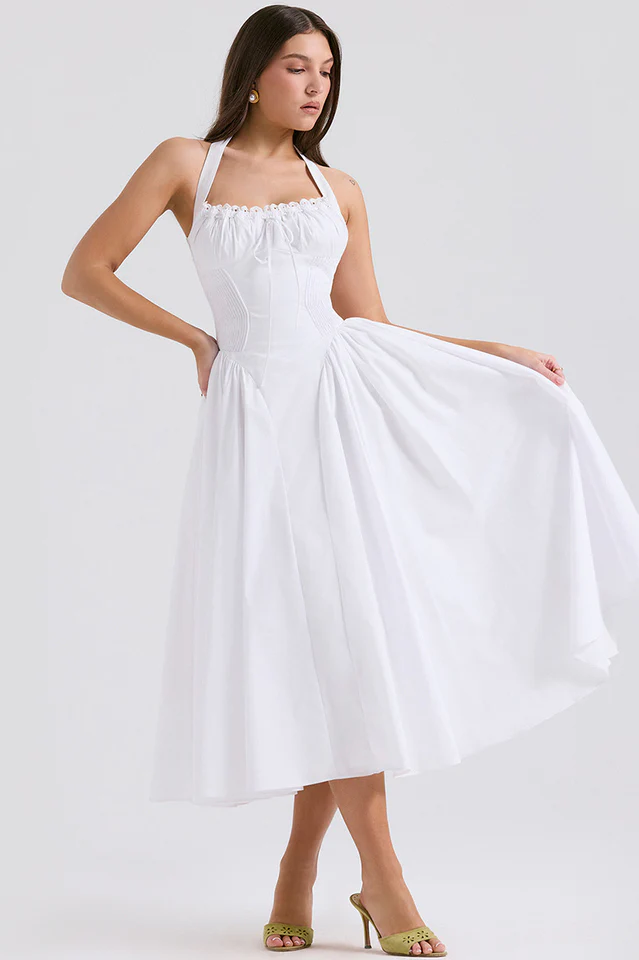 Adabella Cotton Halter Midi Sundress