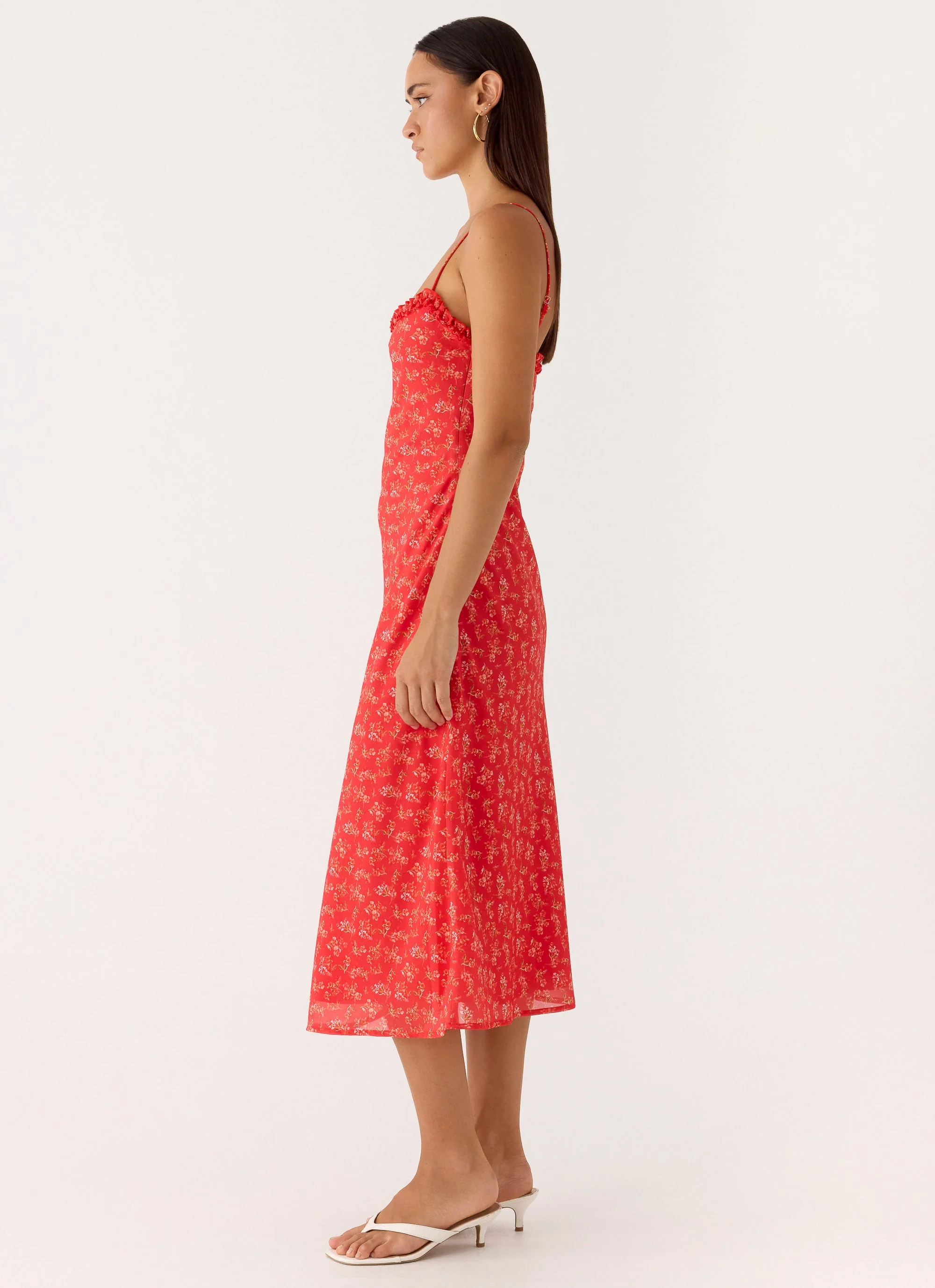 Kahlo Midi Dress - Magenta Red Rose - luluinthesky