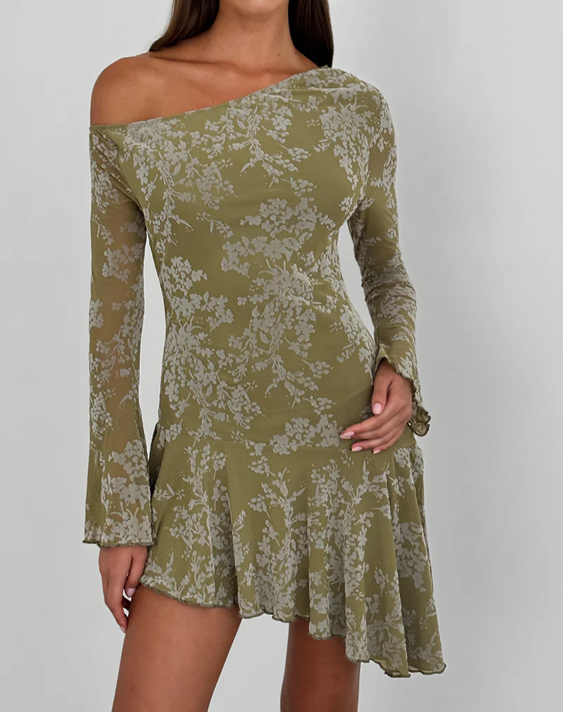 Ruhato Mini Dress in Moss Petal Olive
