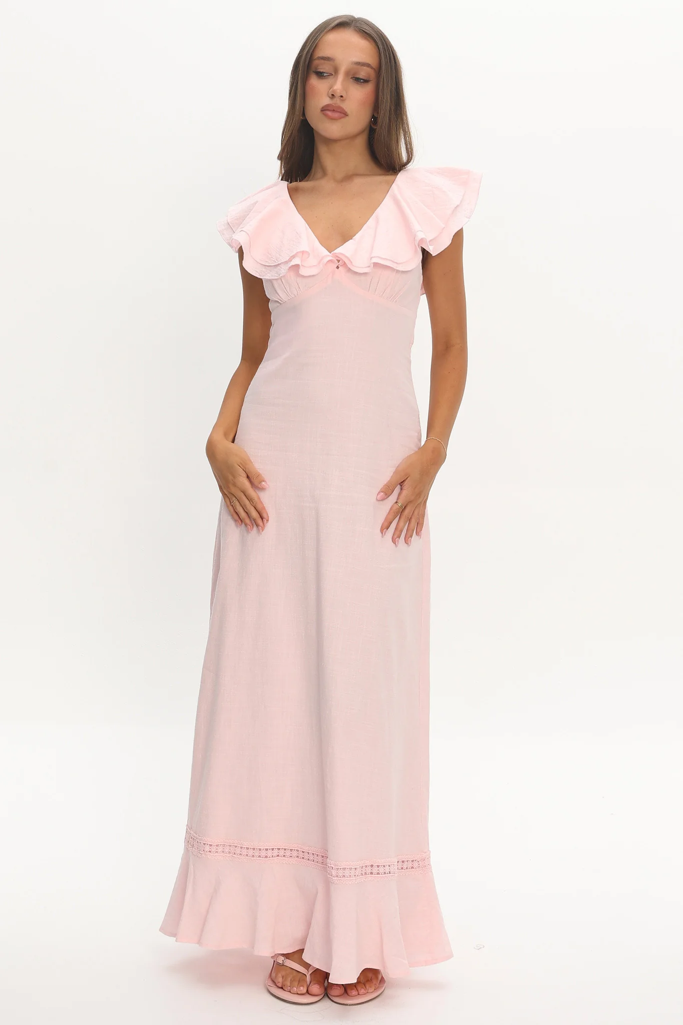 Posie Ruffle Tiered Maxi Dress Pink