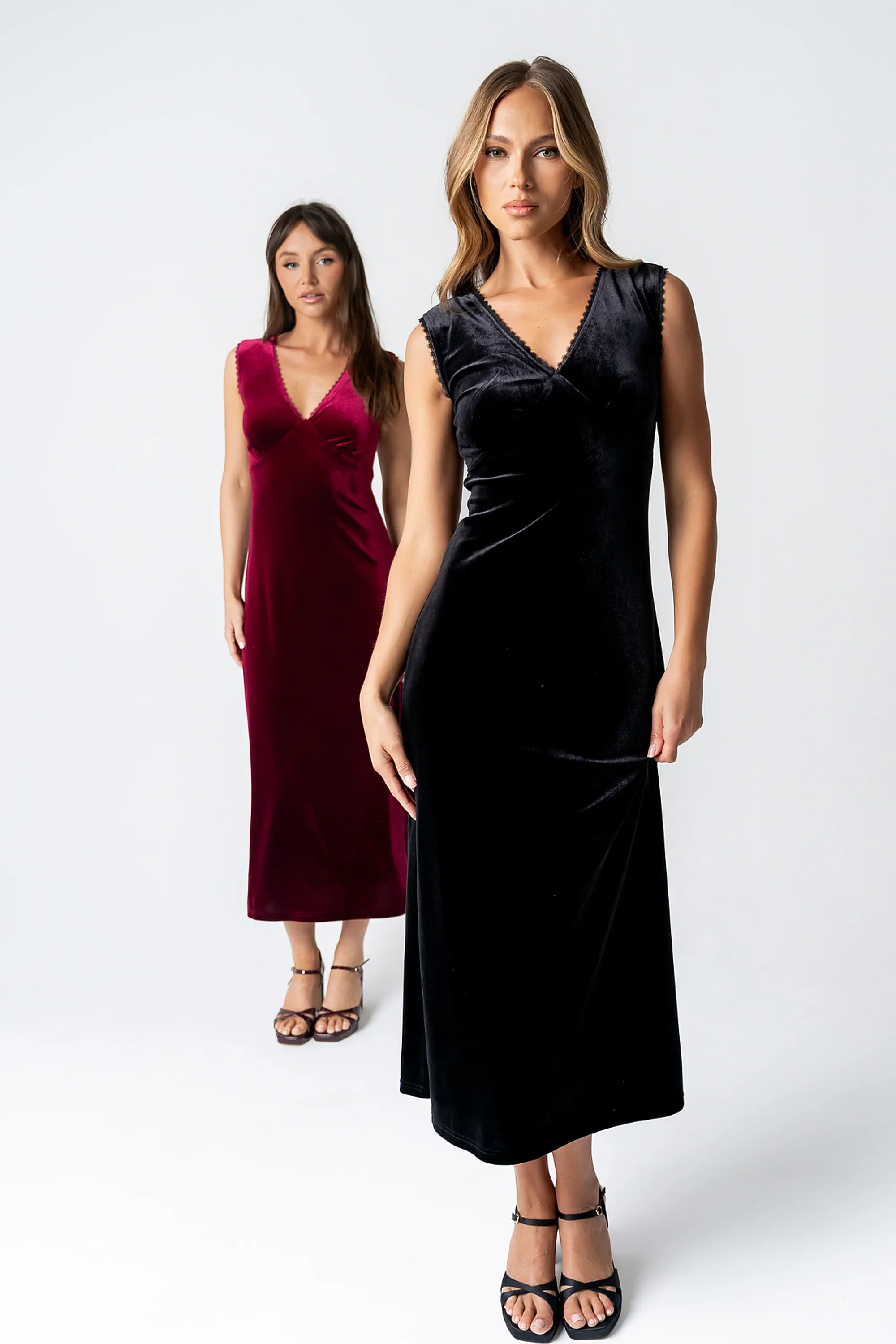 Kalani Velvet Maxi Dress in Black