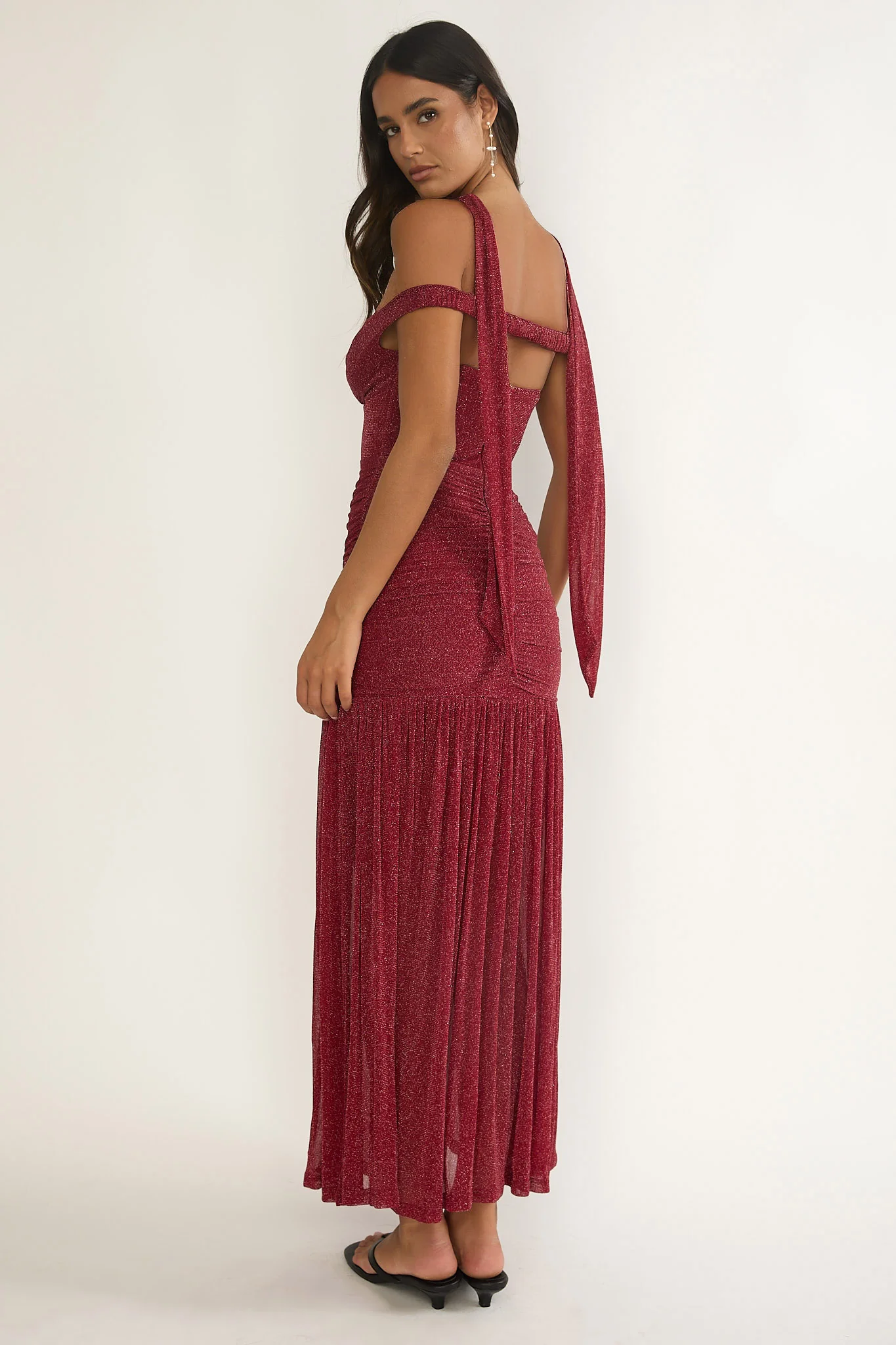 Delora Off-Shoulder Scarf Maxi Dress Red