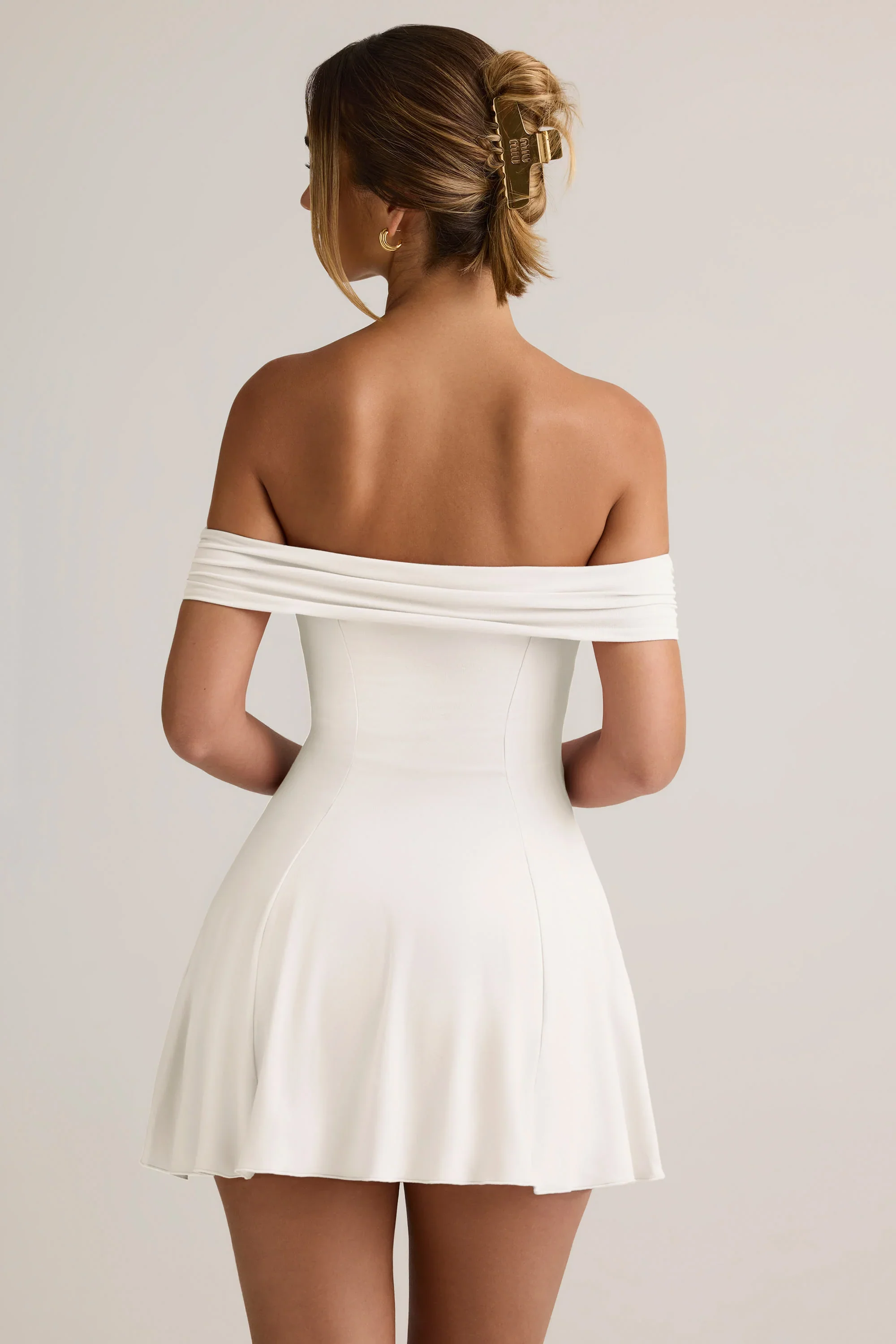 Modal Off-Shoulder A-Line Mini Dress in White - luluinthesky