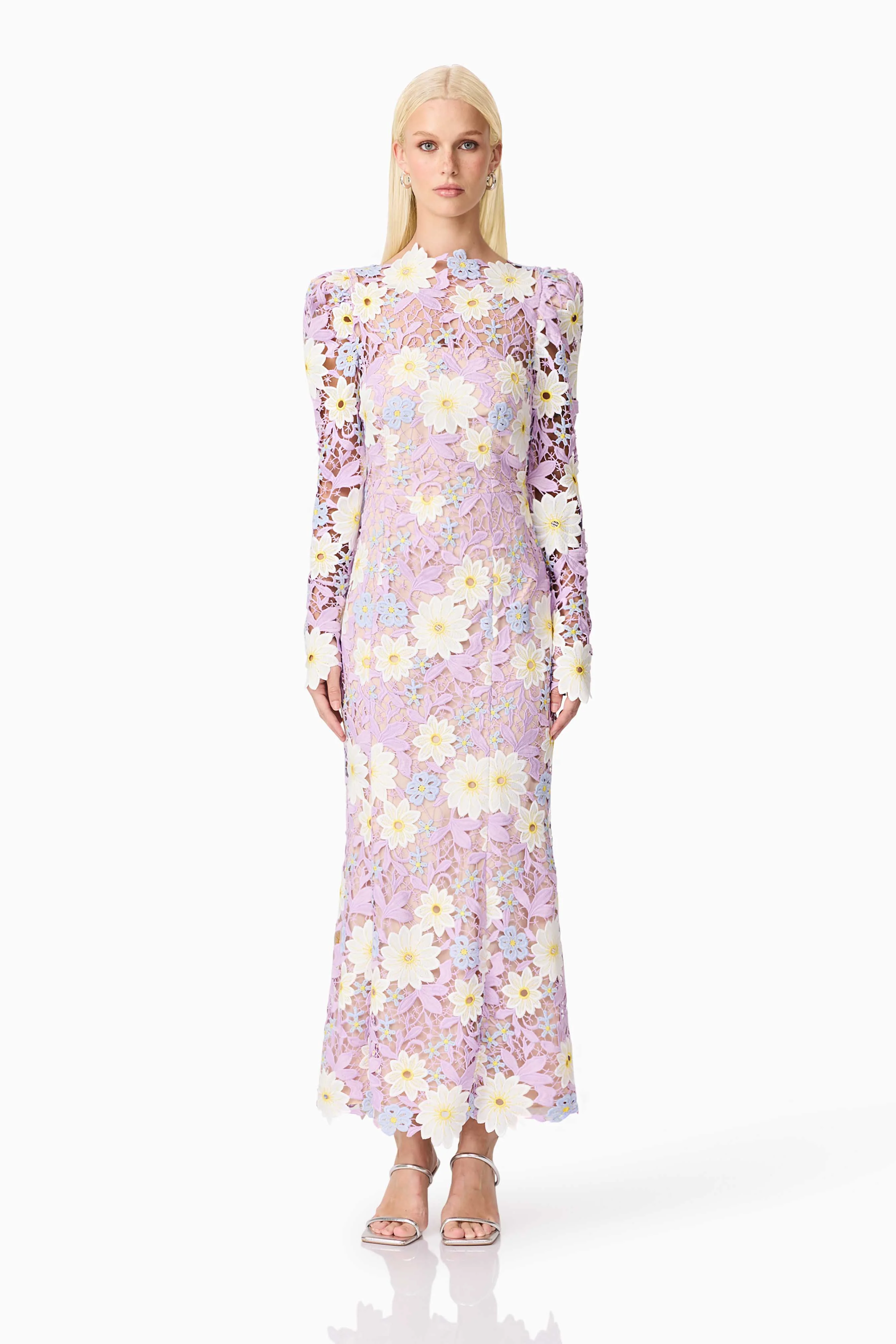 Sigrid Long Sleeve Midi Dress in Purple