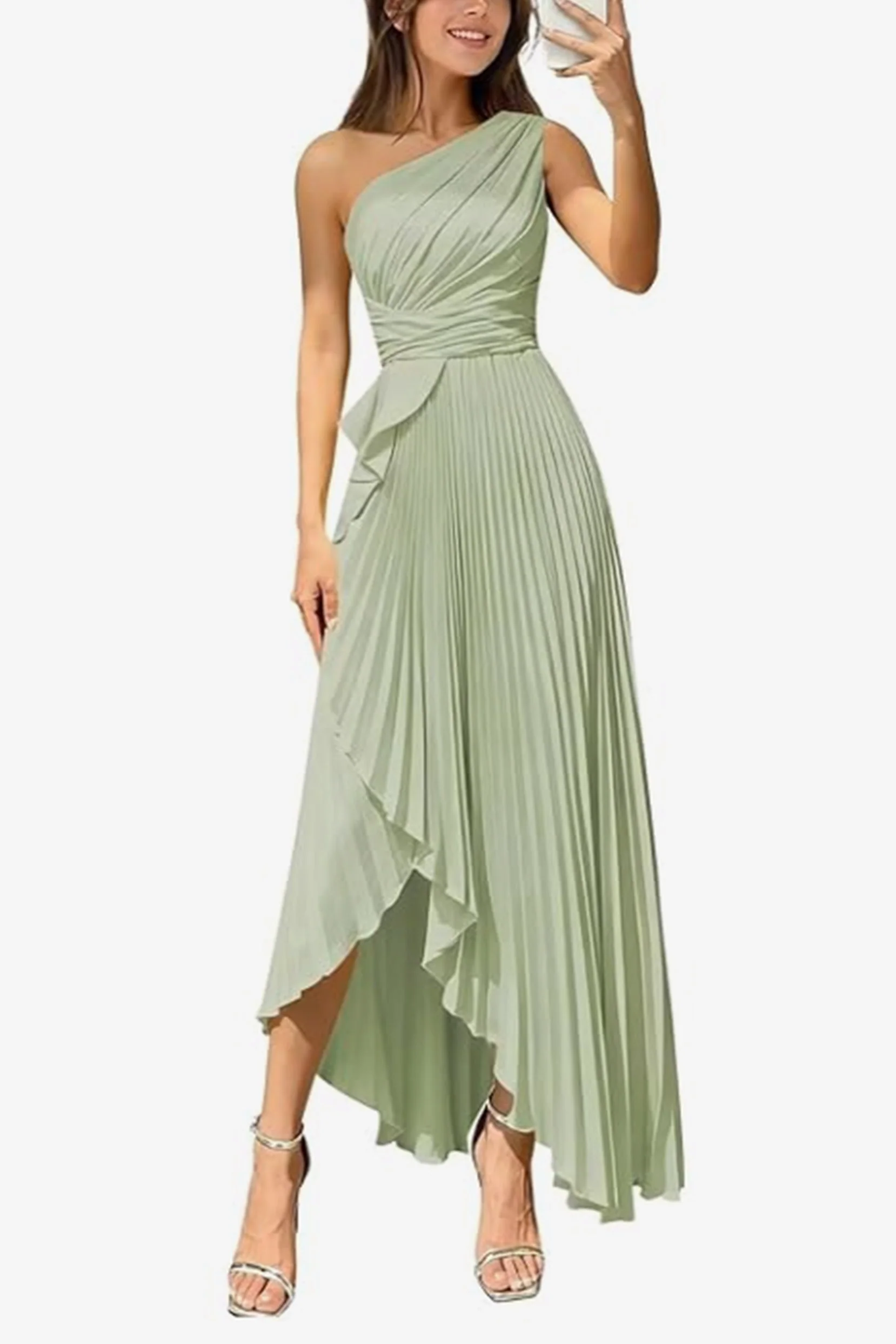 Asymmetrical Maxi Satin Dresses CS1076