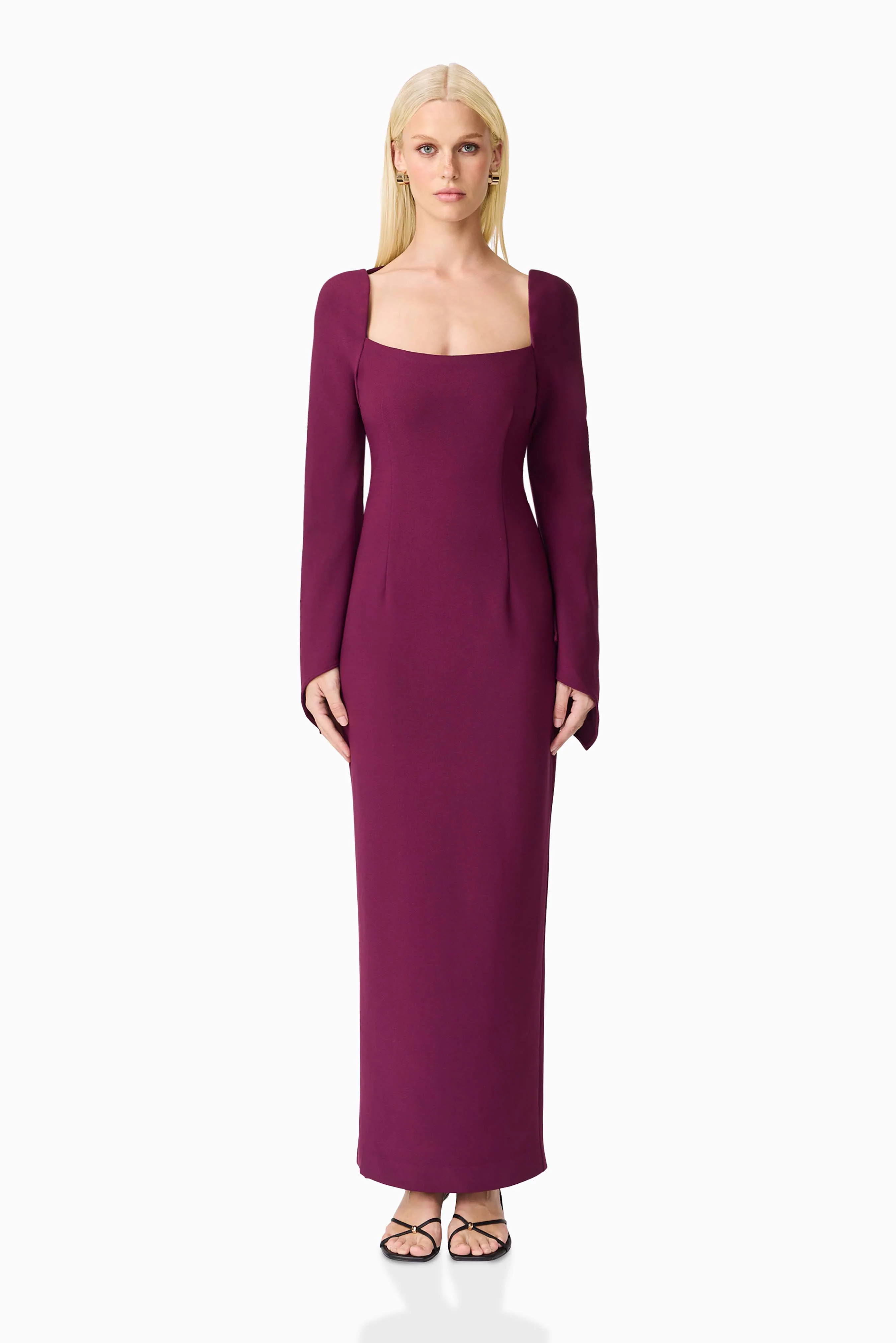 Theresa Long Sleeve Gown in Burgundy