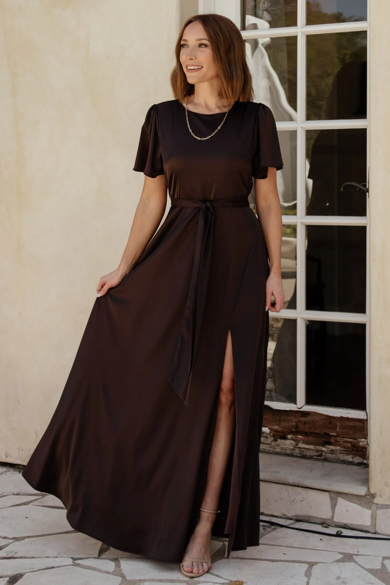 Agnes Satin Maxi Dress | Espresso - luluinthesky