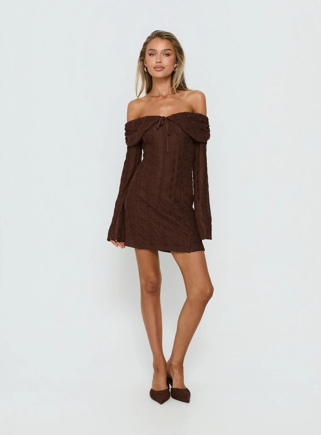 Colettie Long Sleeve Mini Dress Chocolate