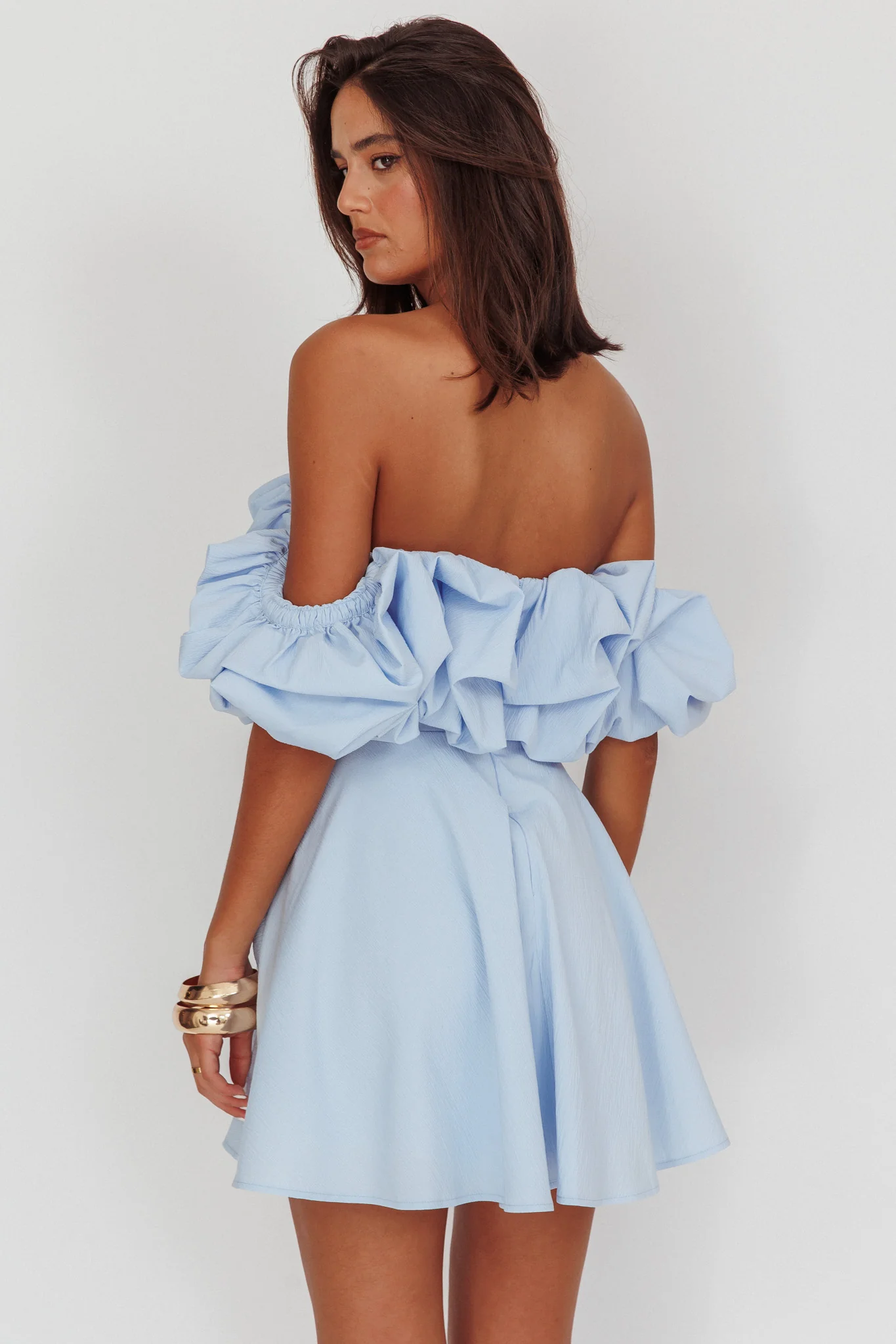Kailynn Off-Shoulder A-Line Mini Dress Blue