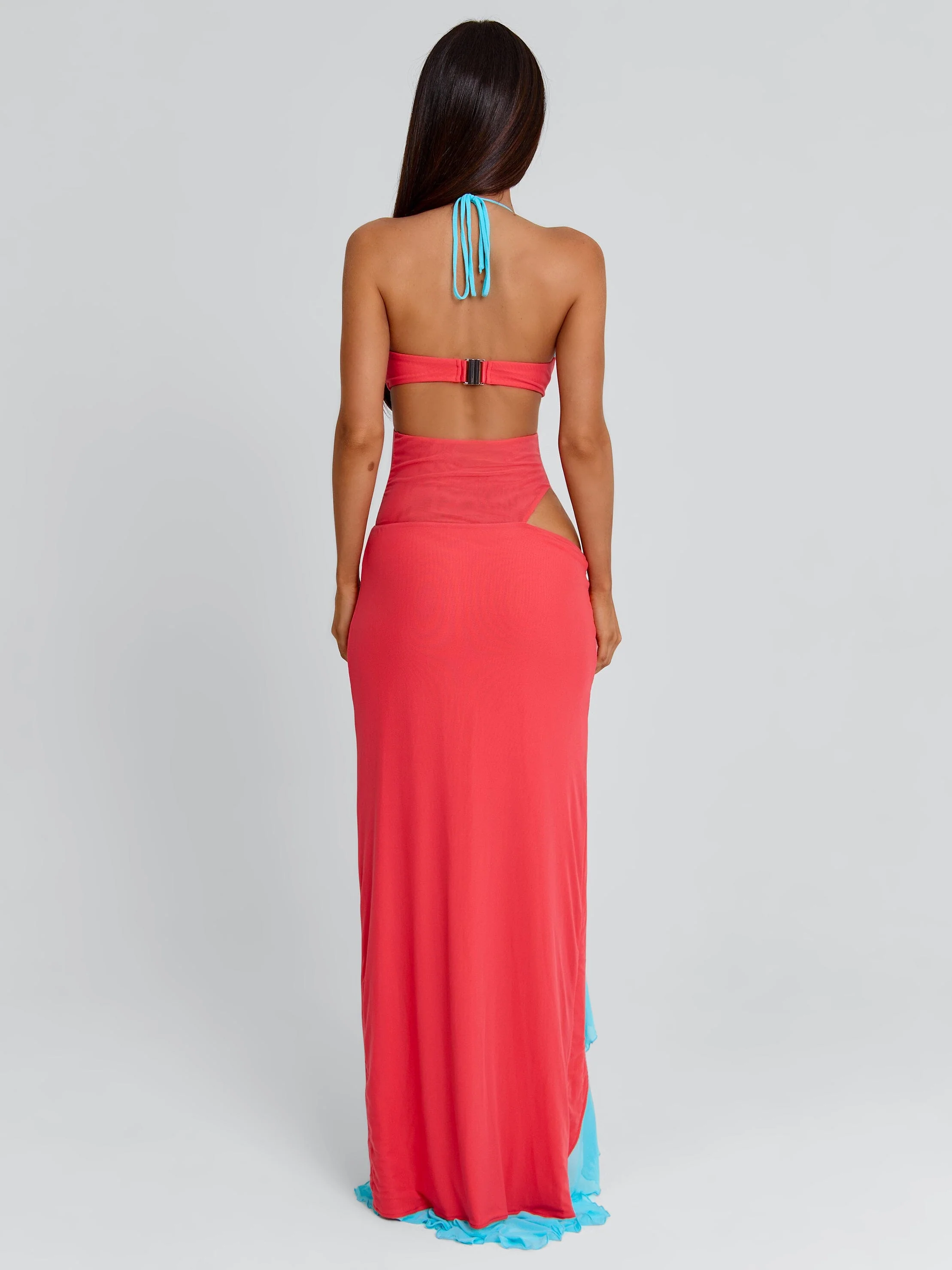 Miranda Maxi Dress Coral And Blue