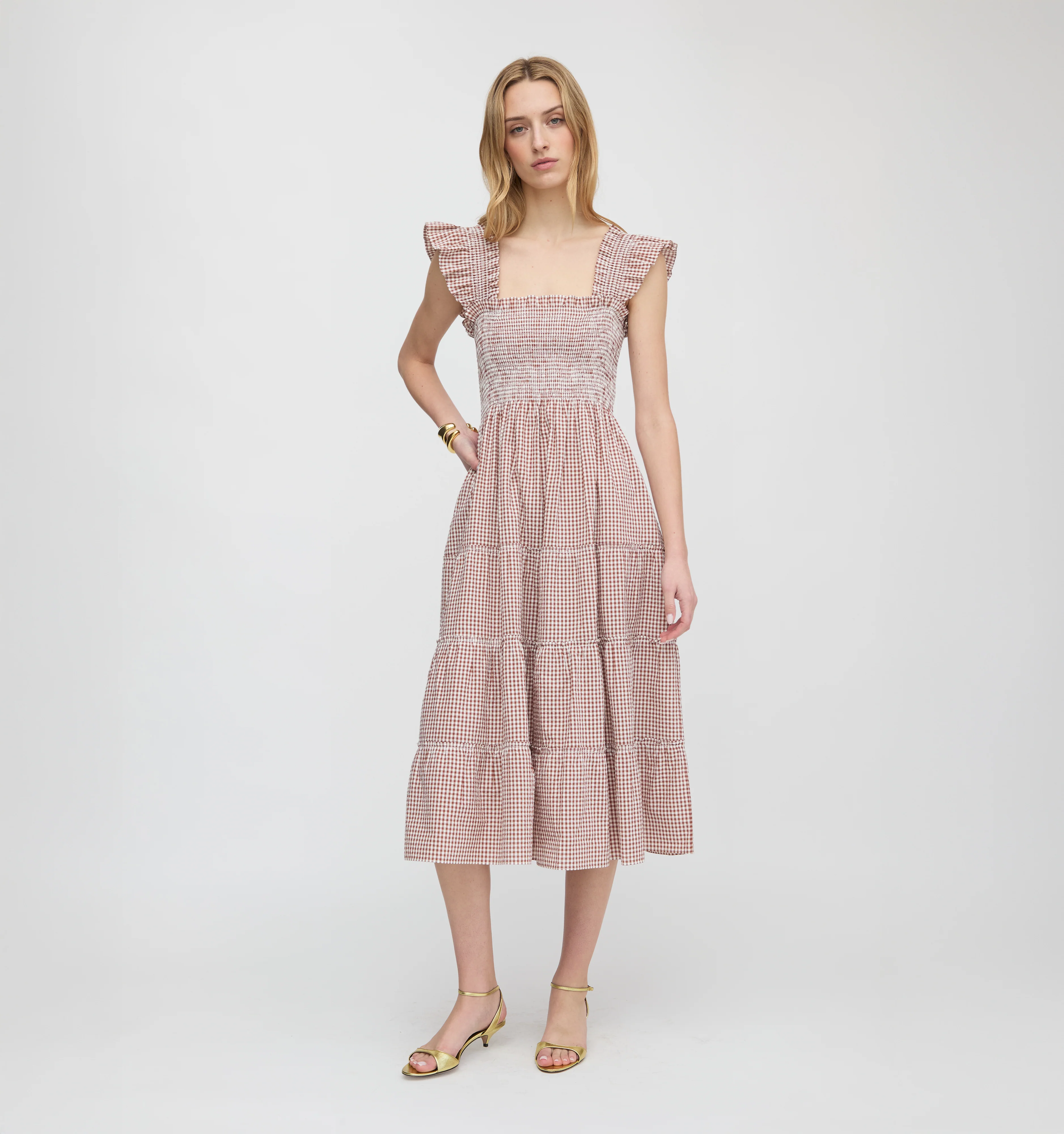 The Ellie Nap Dress - Cognac Gingham