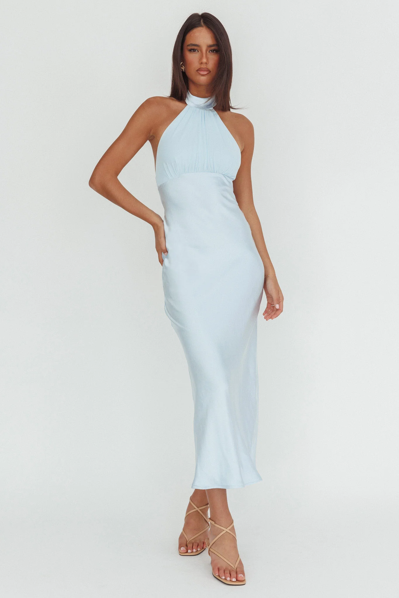 Kaivira Halterneck Maxi Dress Ice Blue
