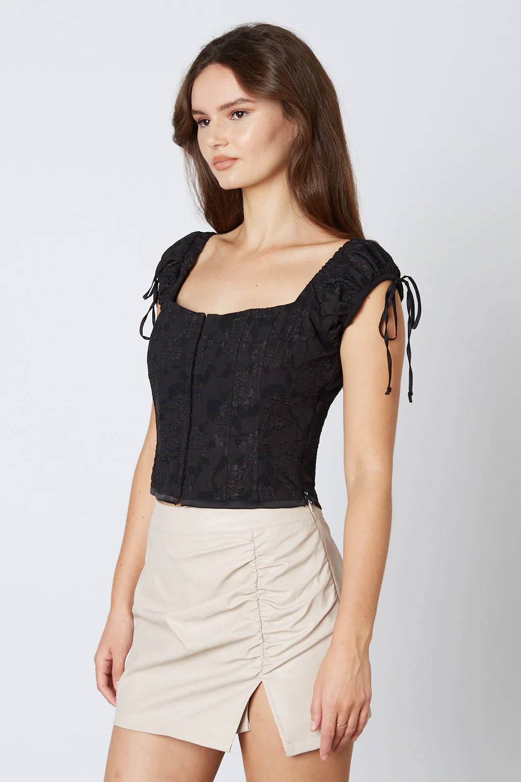 Jacquard Cap Sleeve Corset