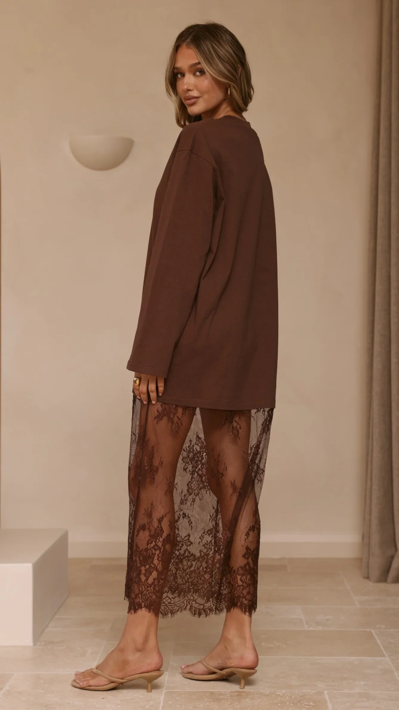 Kailey Lace Maxi Dress - Brown