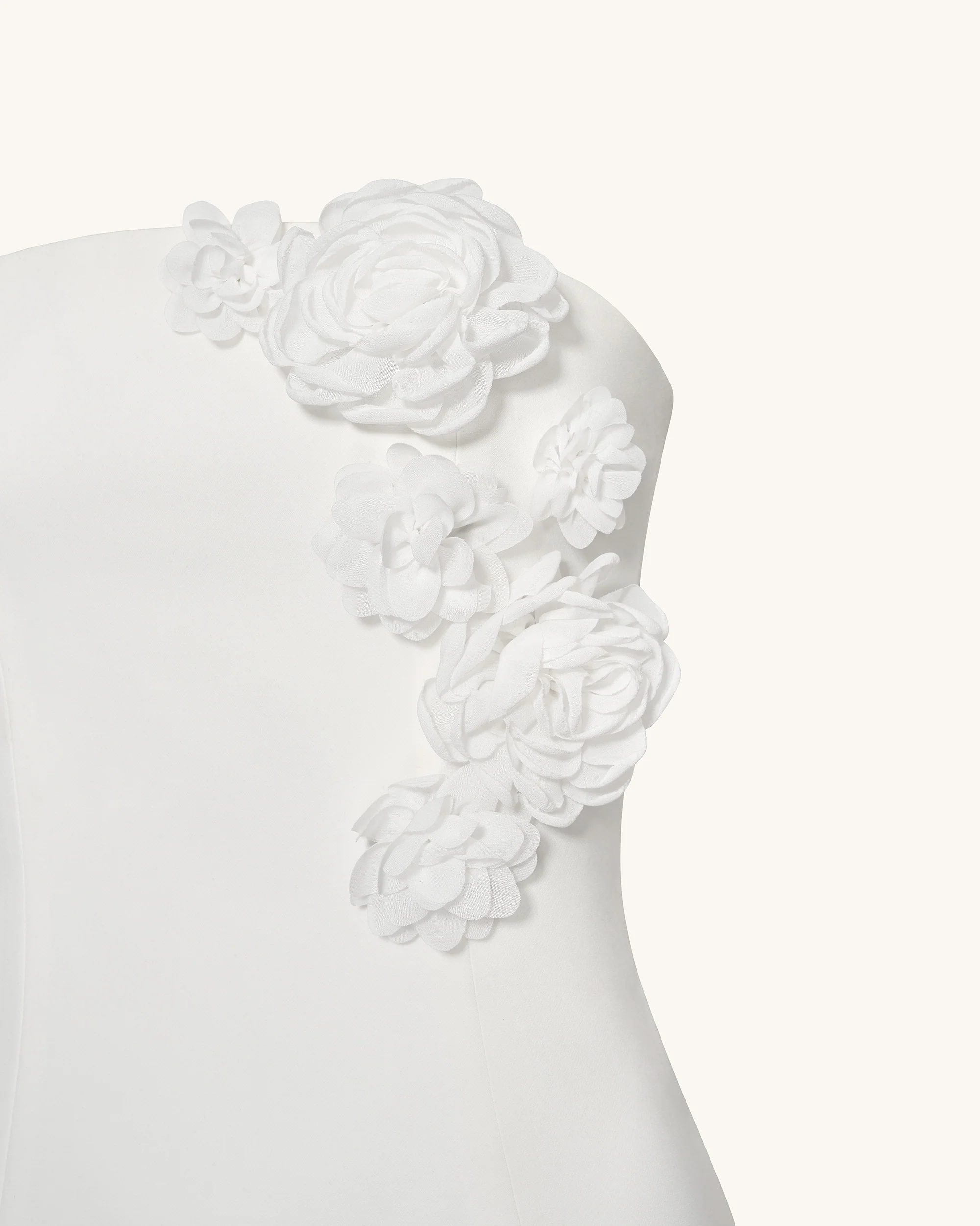 Blossoming Elegance Strapless Dress - White - FASHION NOB