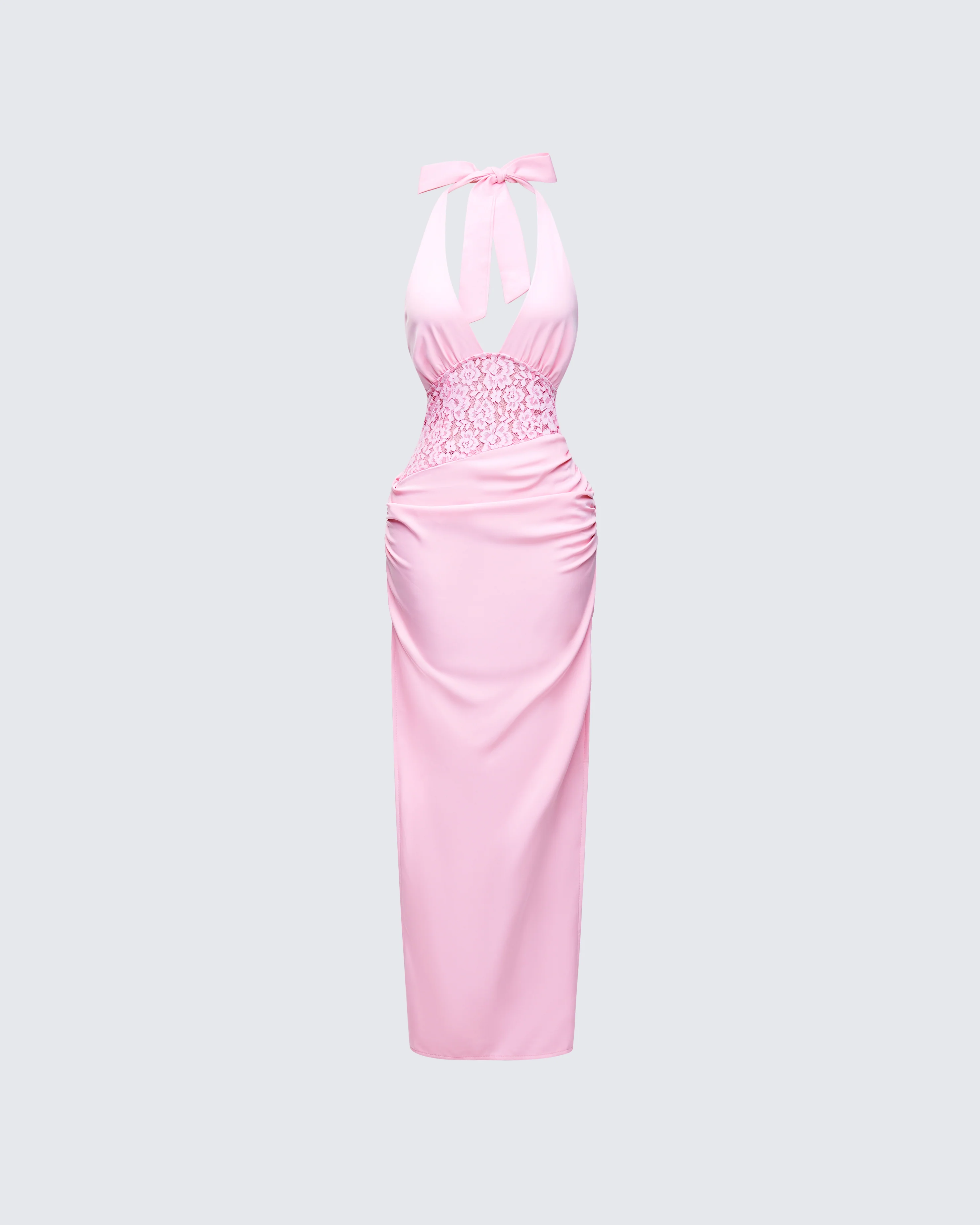 Lenora Pink Lace Detail Maxi Dress