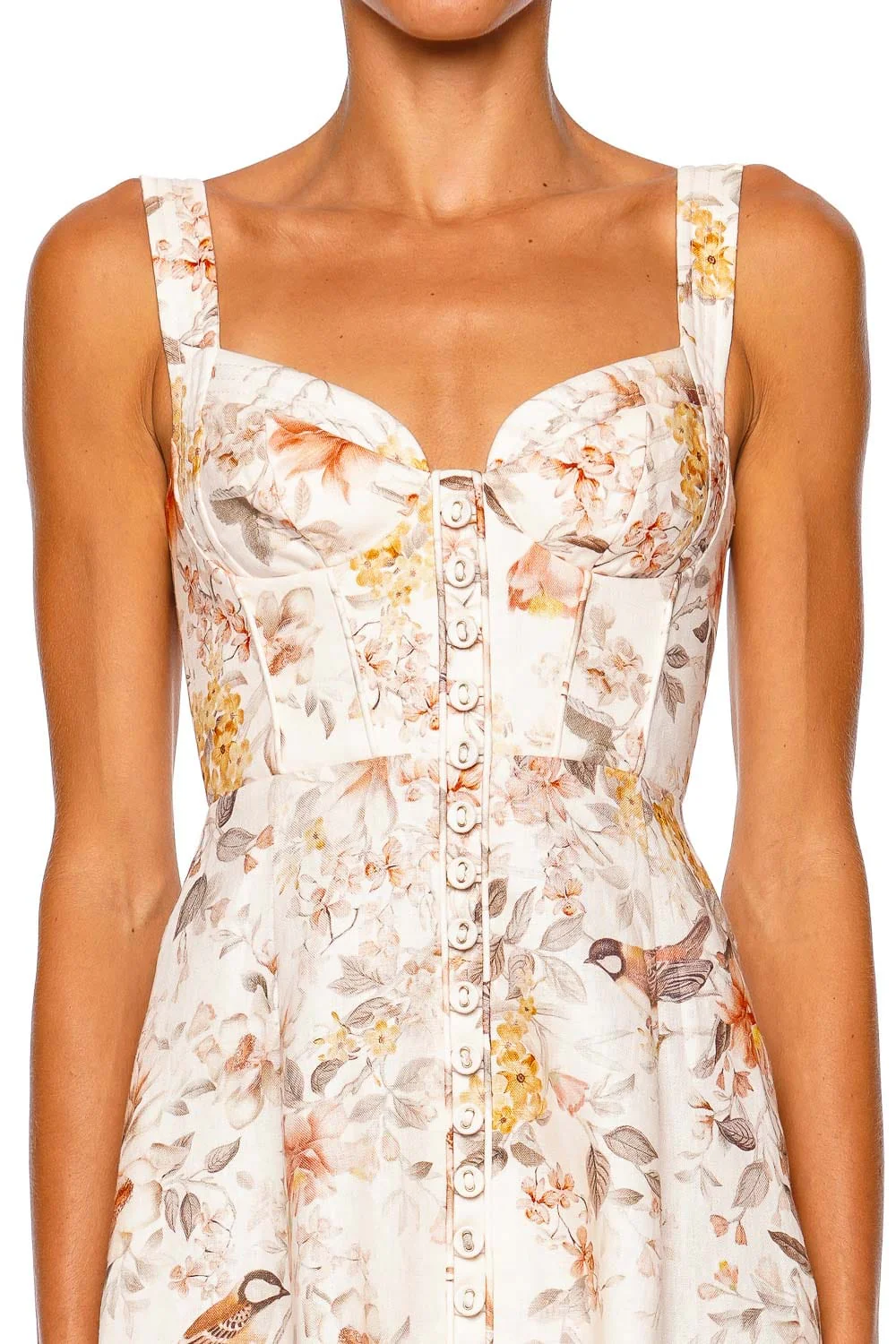 ZIMMERMANN Luna Songbird Buttoned Picnic Midi Dress