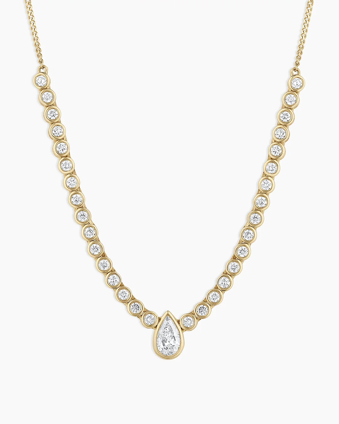 14K Lab Grown Diamond Pear Row Necklace
