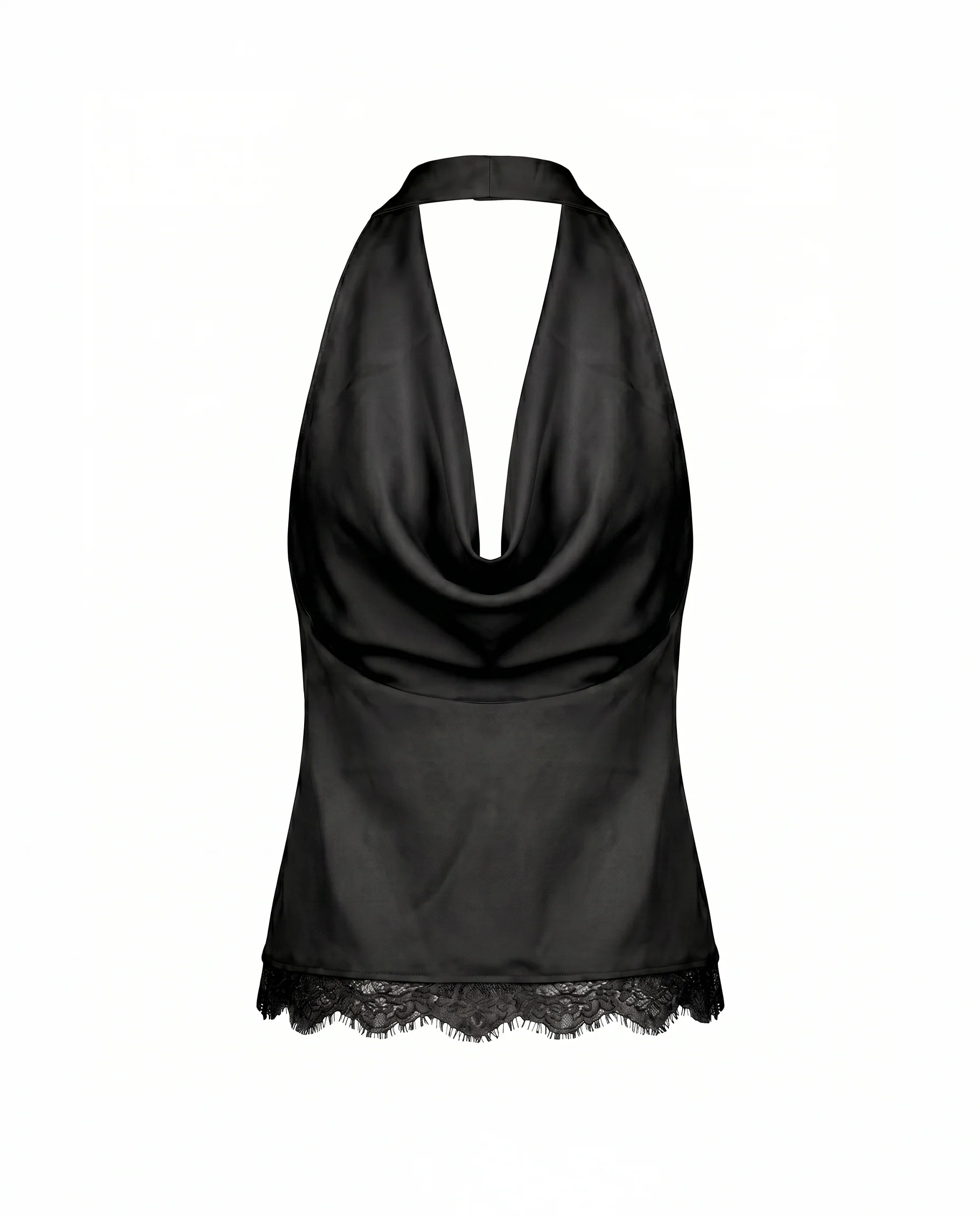 Satin Cowl Neck Halter Top
