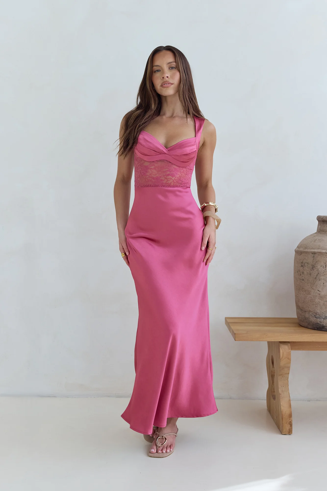 Milos Nights Midi Dress Rose - luluinthesky