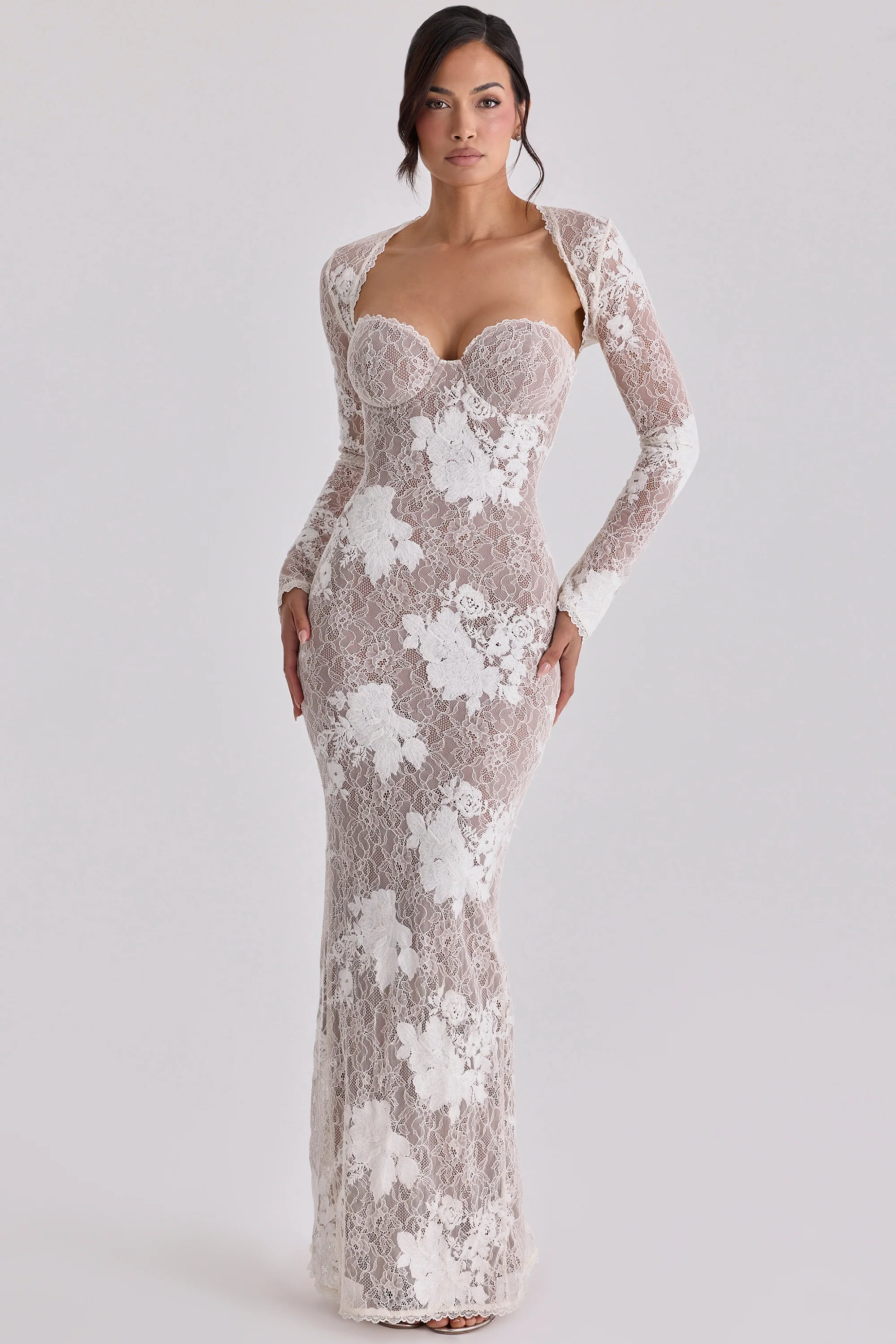 Ivory Embroidered Lace Maxi Dress - Limited Edition