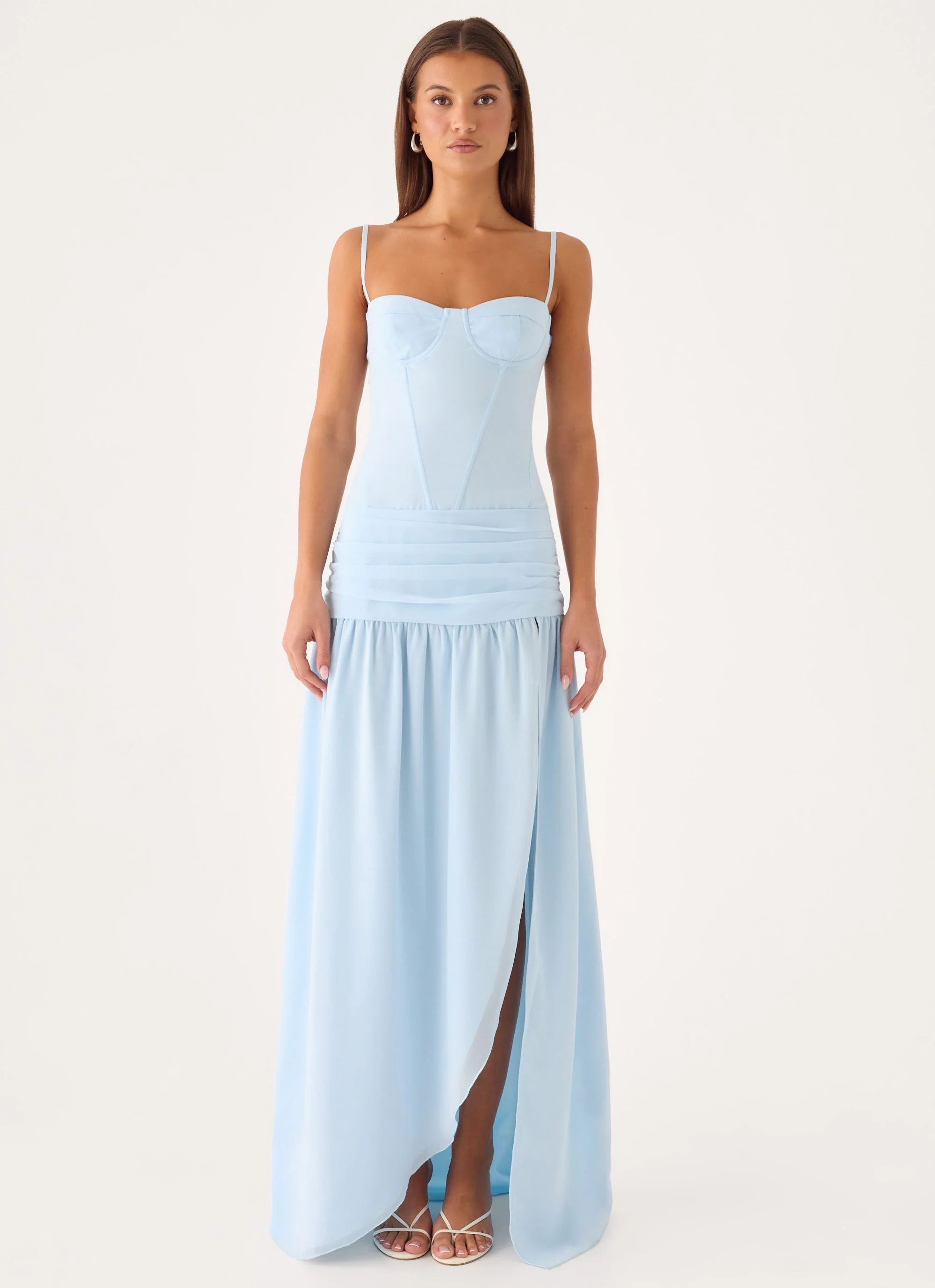 Clemence Bustier Maxi Dress - Blue - luluinthesky