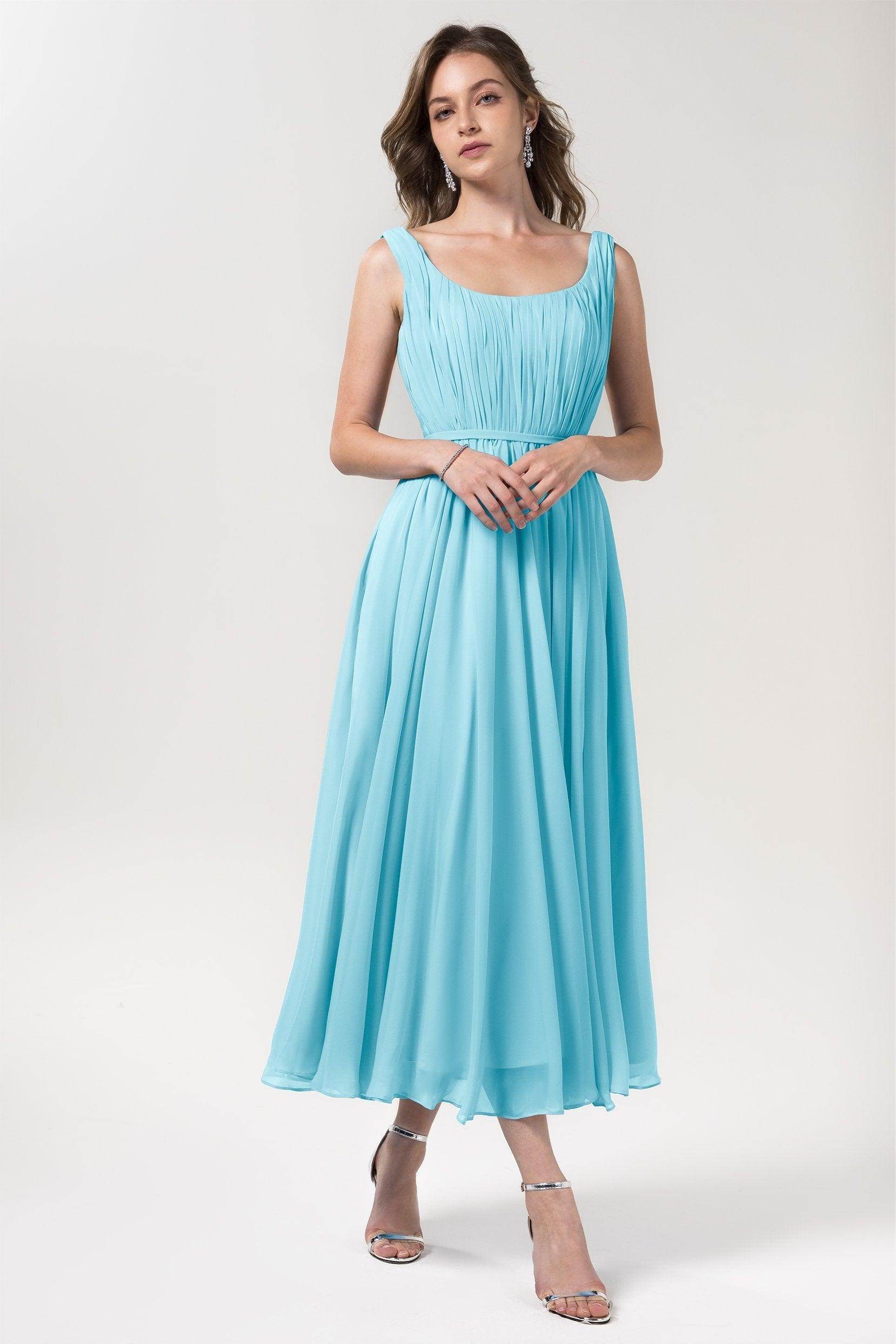 A-Line Tea Length Chiffon Bridesmaid Dress CB0555