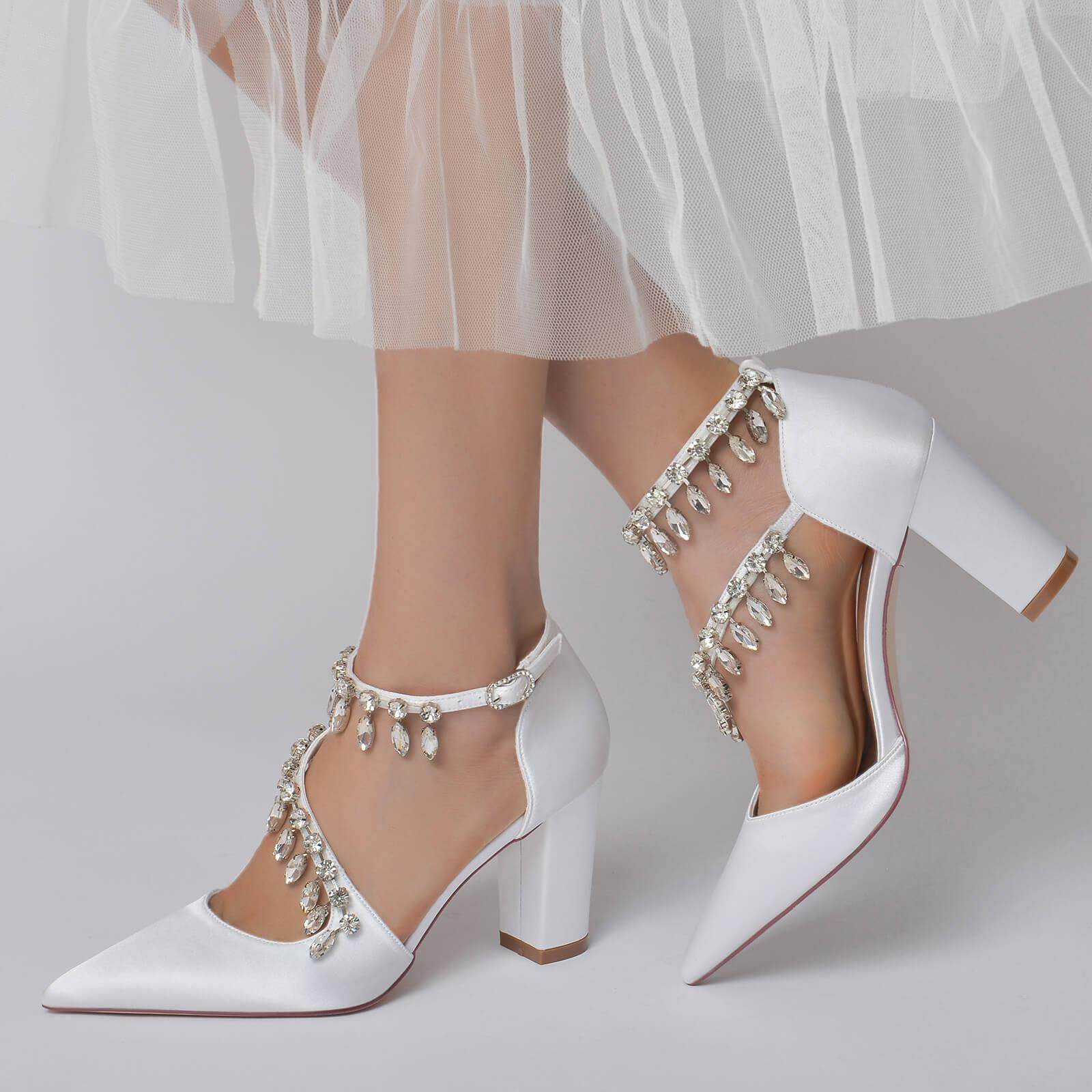 Chunky Heel 8.5cm Silk-Like Shoes CK0195