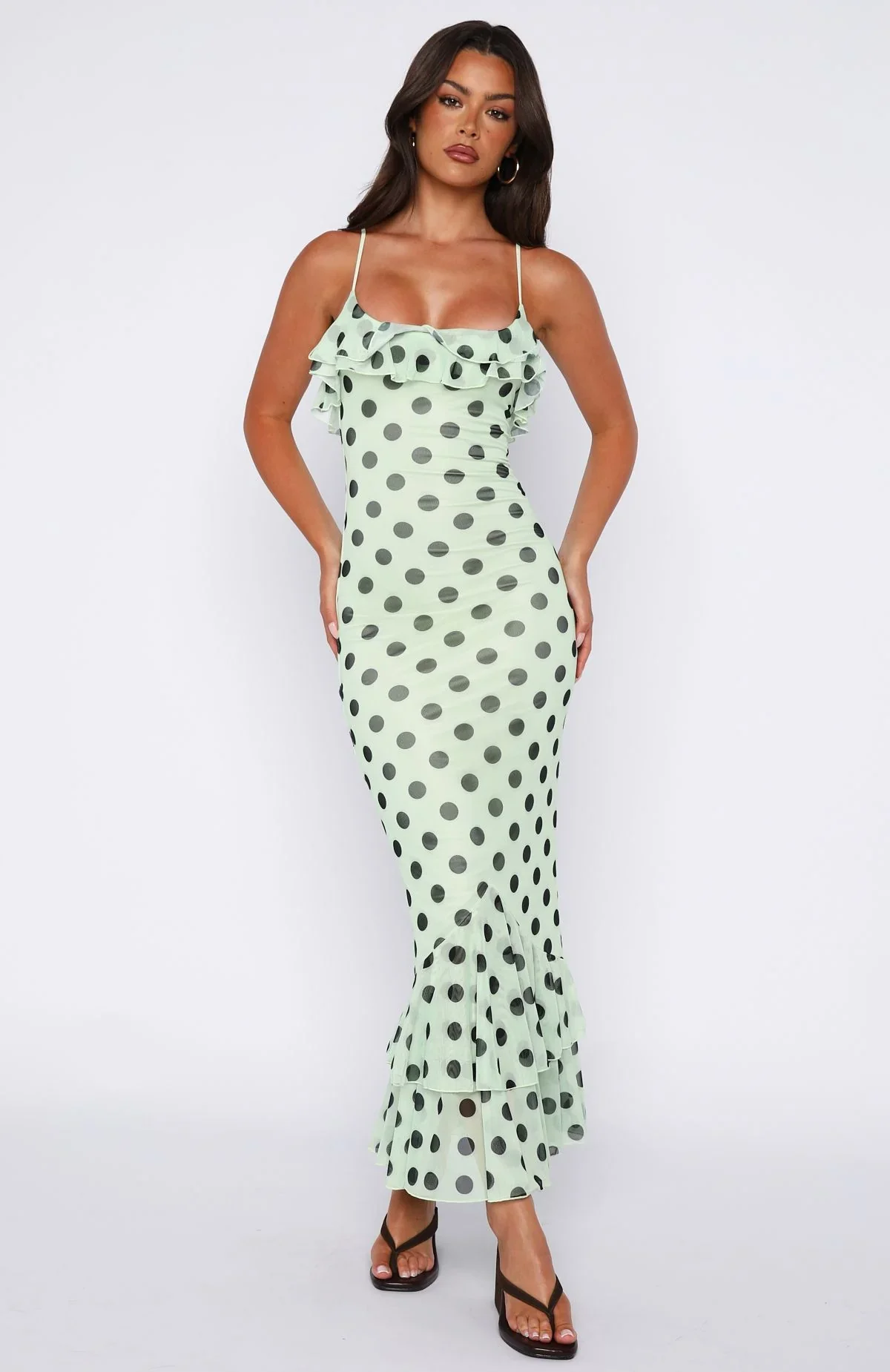 Amped Up Midi Dress Melon/Black Polka Dot