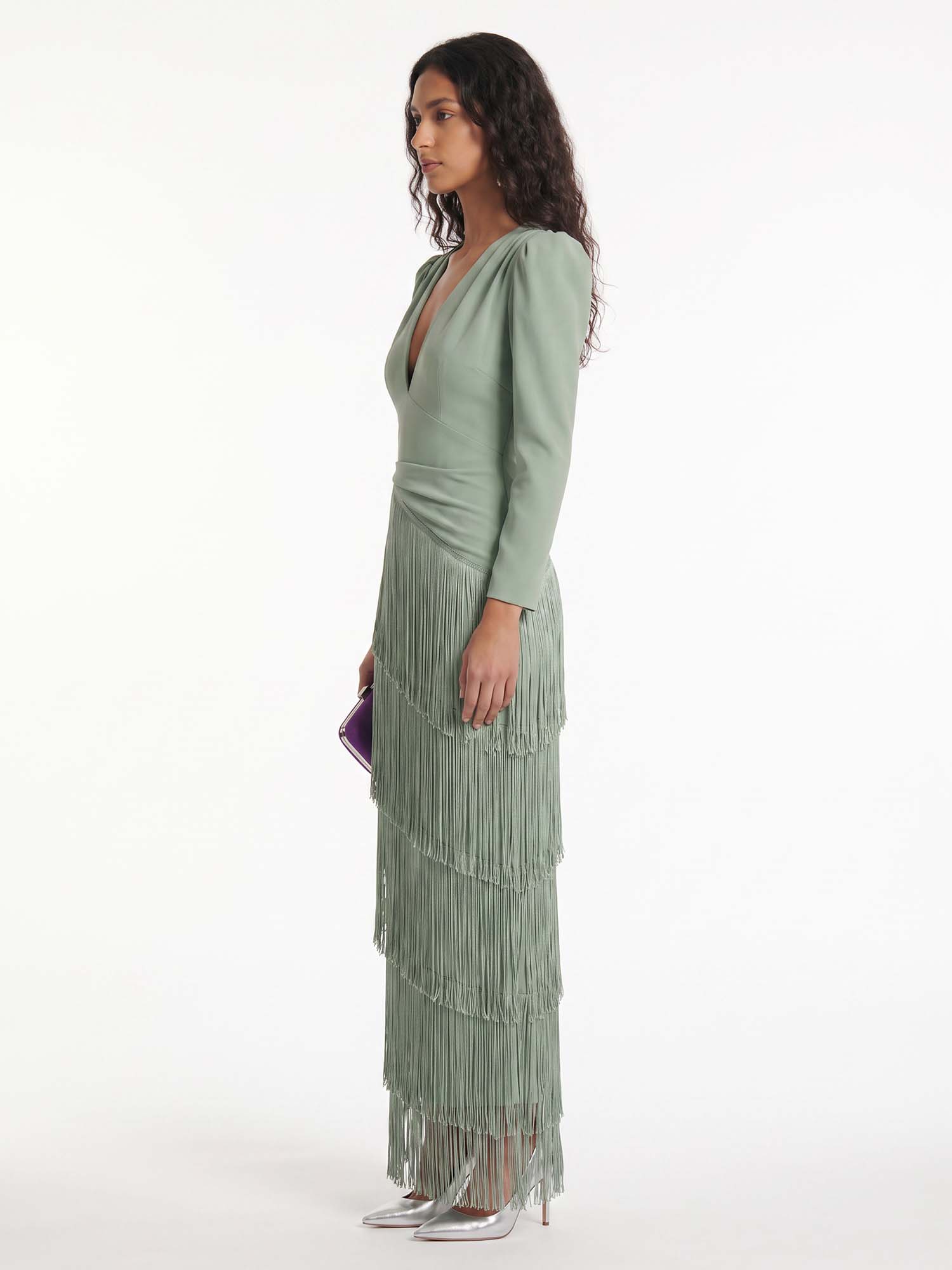 Layered Fringe Midi Dress