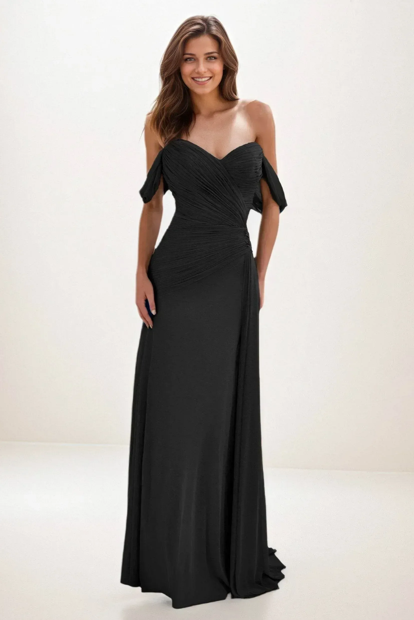 Sheath-Column Maxi Chiffon Wedding Guest Dress CG0288