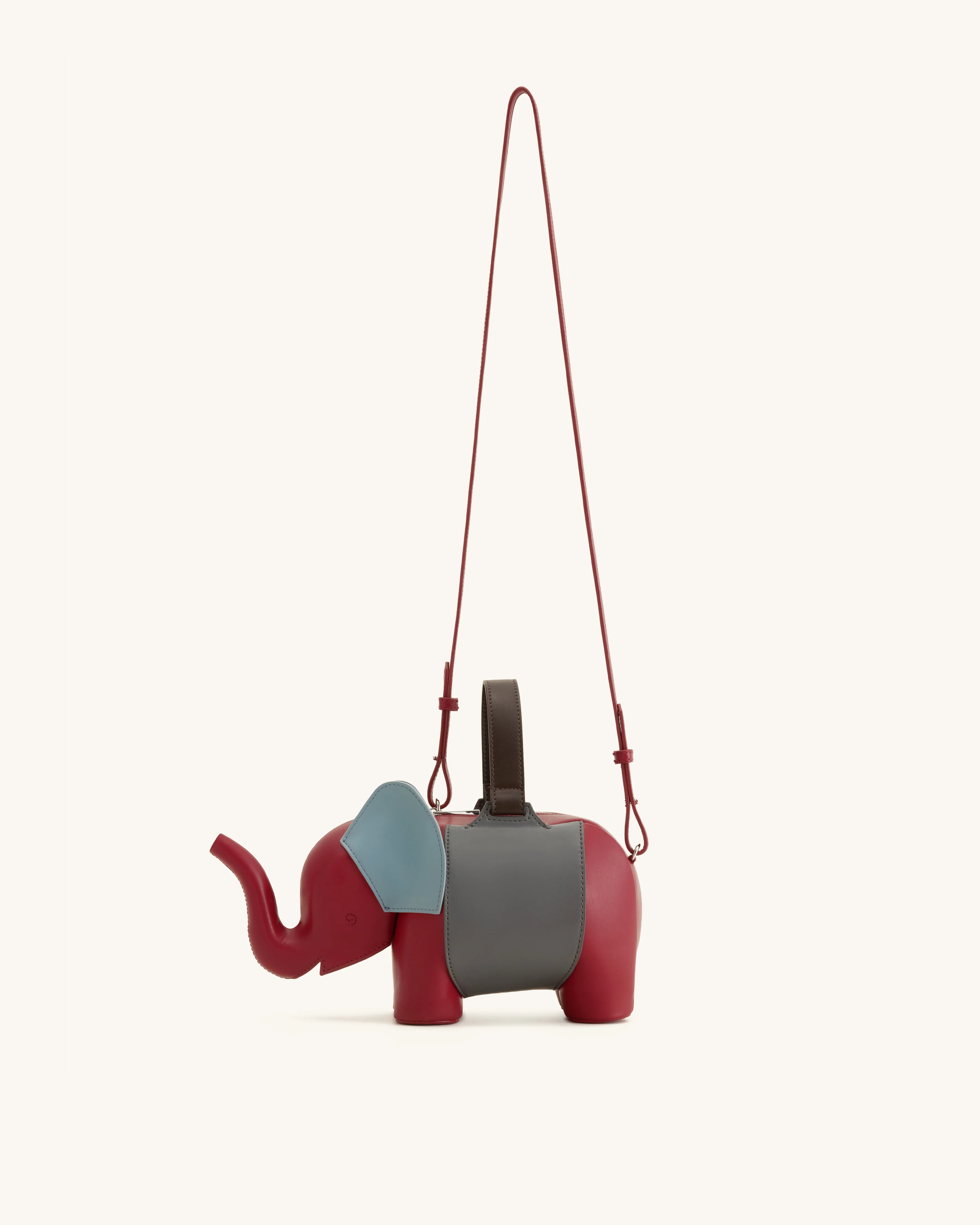 Claire Elephant Shaped Handbag - Red/Dark Gray