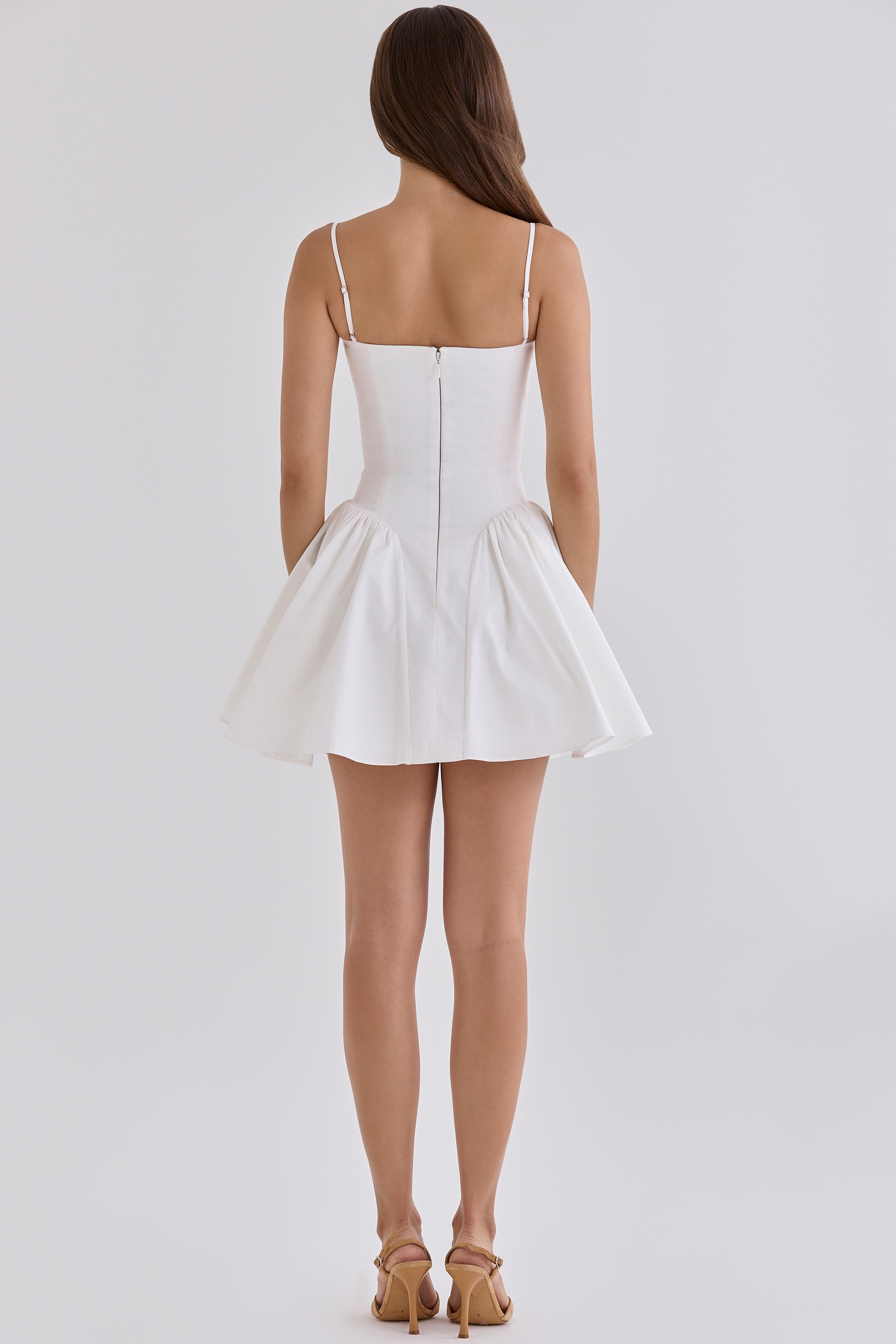 White Cotton Corset Mini Dress