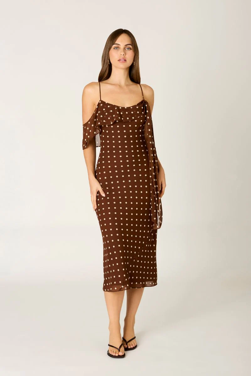 Chiffon Polka Dot Midi Dress