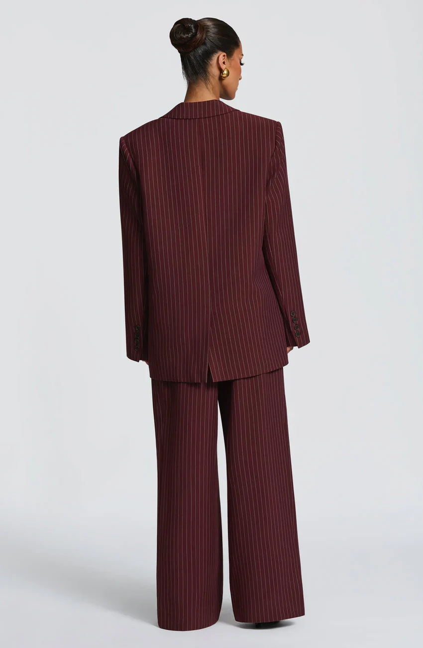 Reece Blazer - Burgundy Pinstripe - luluinthesky