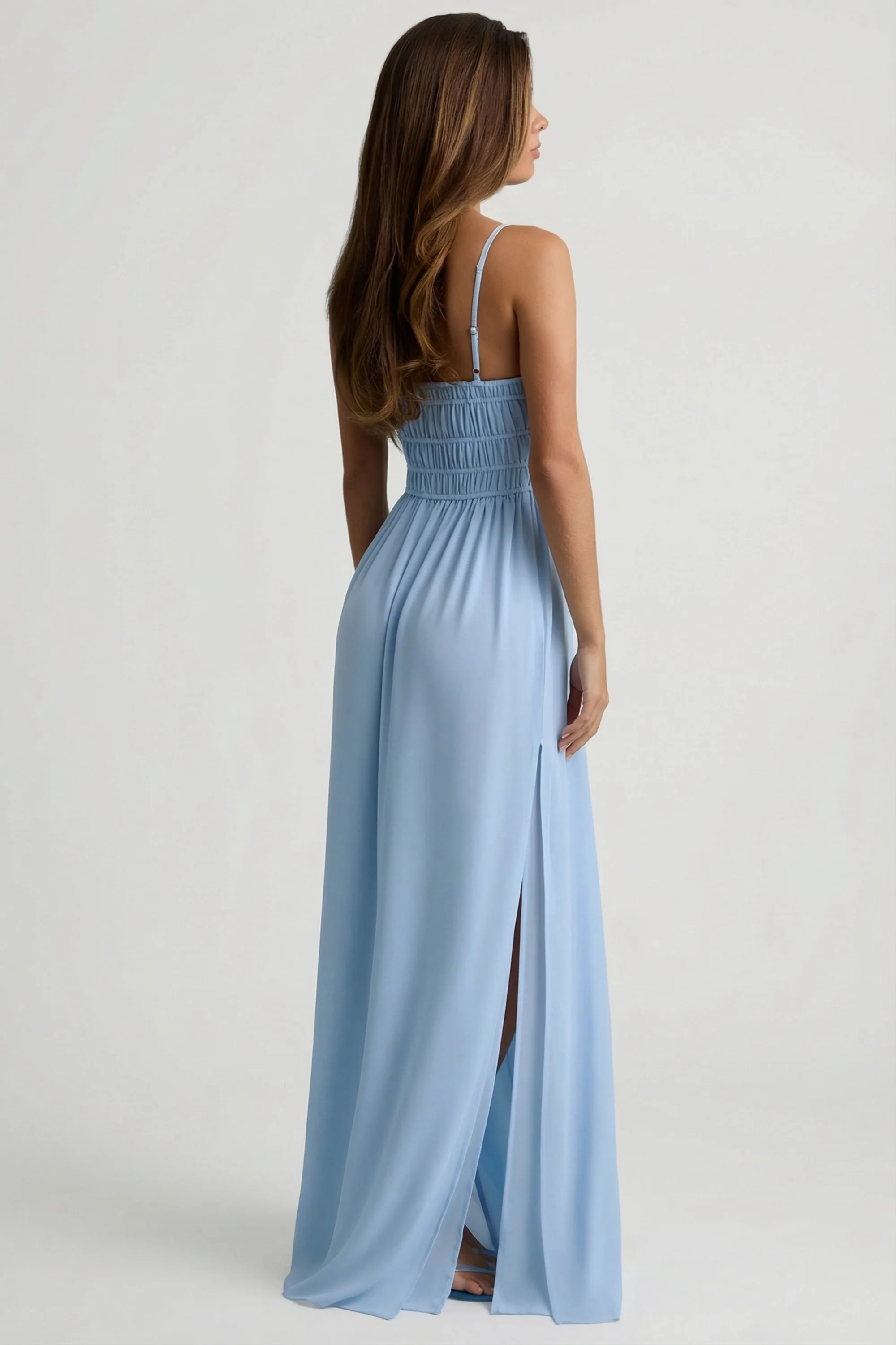 Shirred Camisole Maxi Dress in Sky Blue